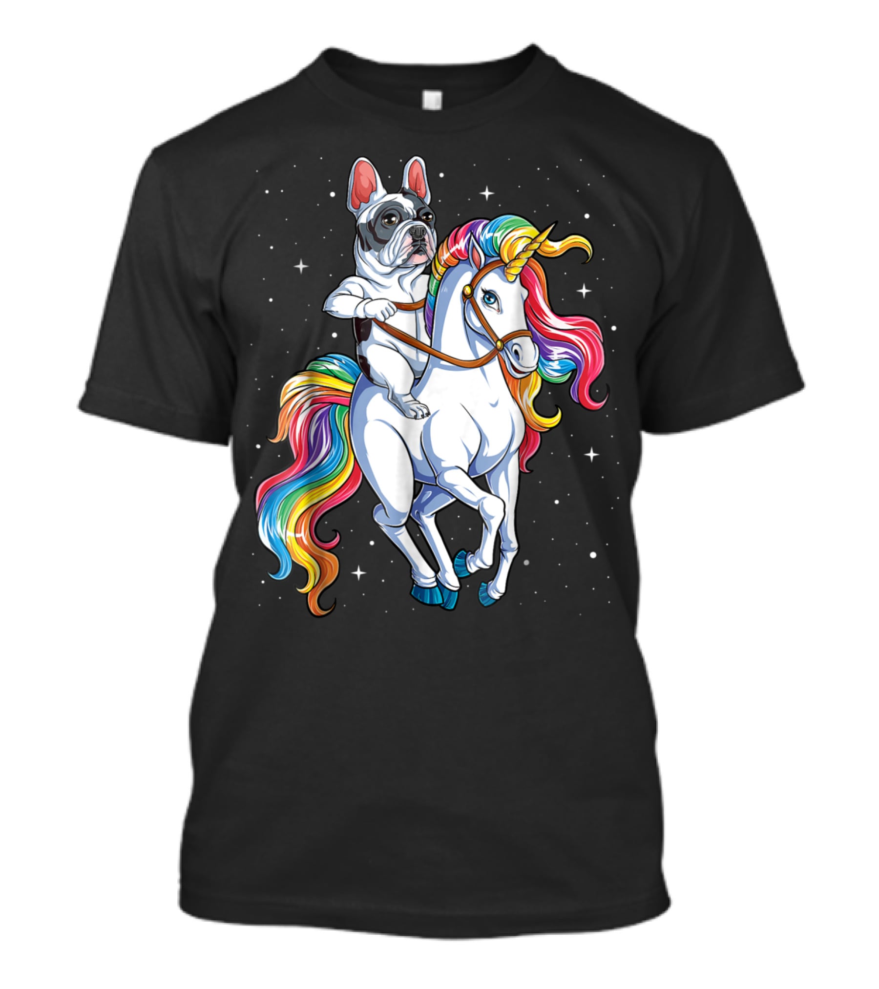 French Bulldog Riding Unicorn In Space Galaxy T-Shirt