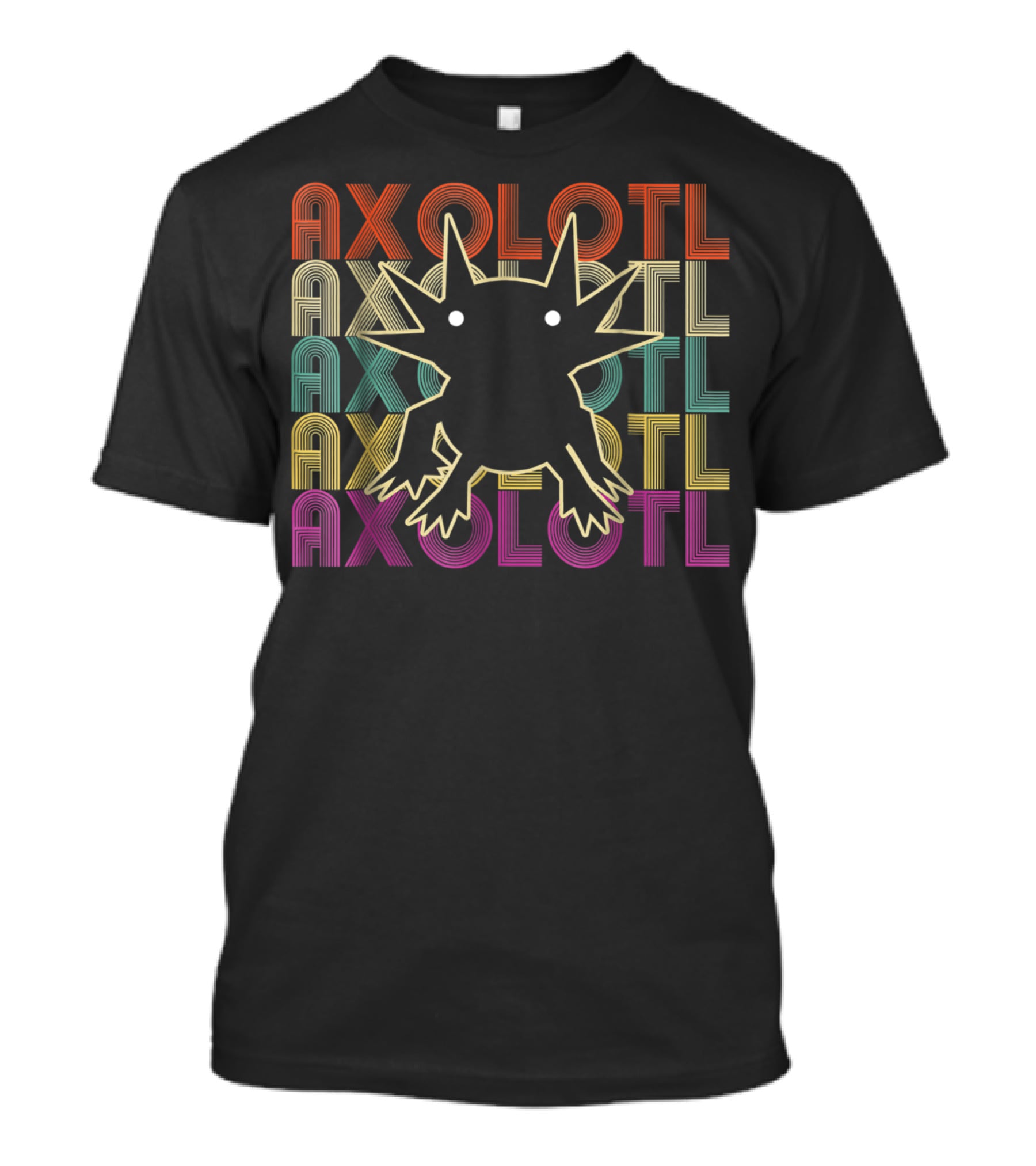 Axolotl Axolotl Retro Multicolor Outline T-Shirt