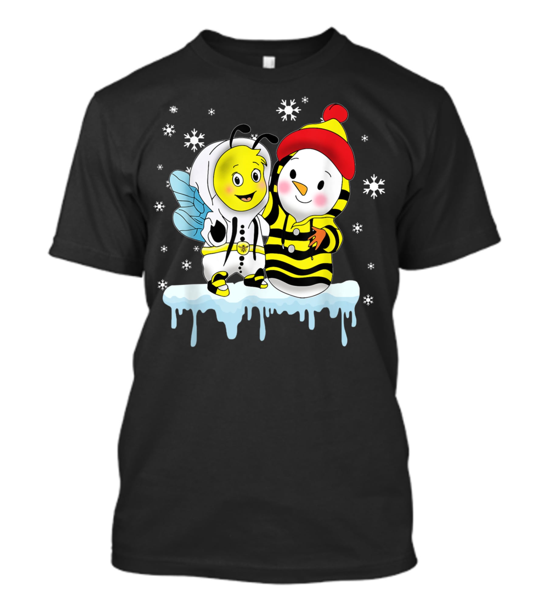 Snowman And Bee Holiday Friendship T-Shirt