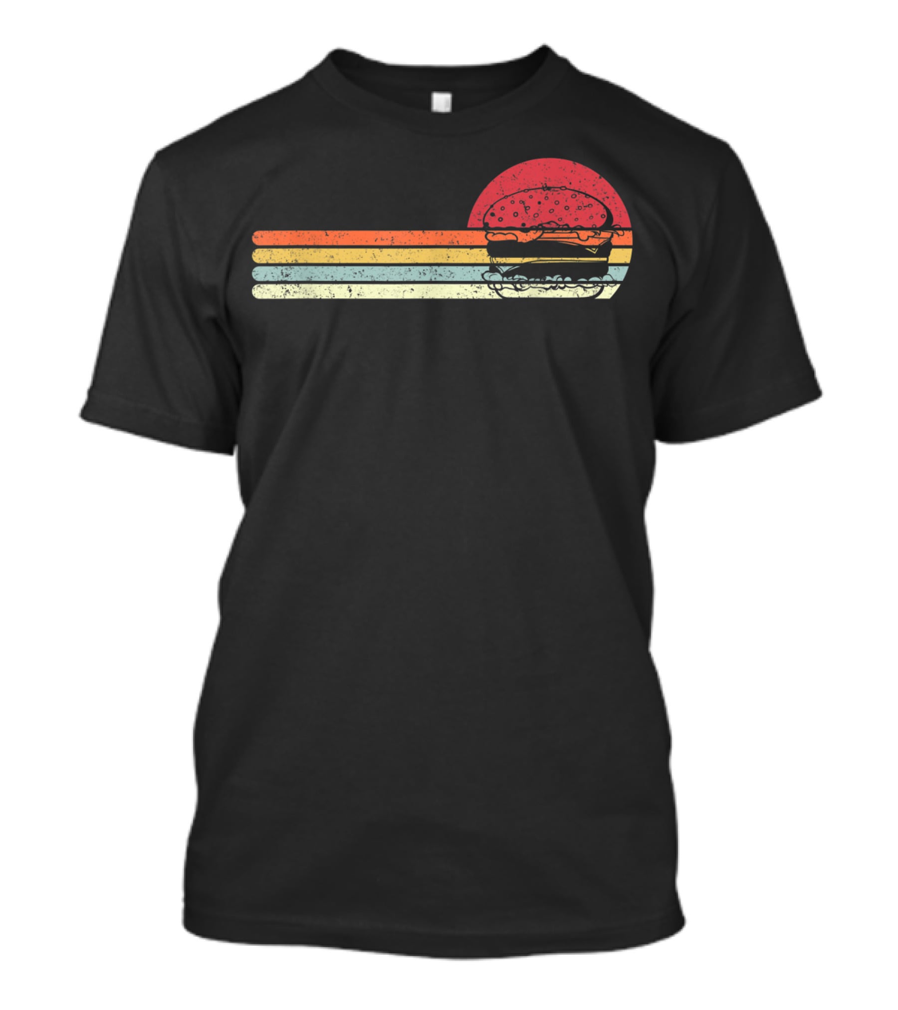 Burger Style Cheeseburger Retro Sunset Lines T-Shirt