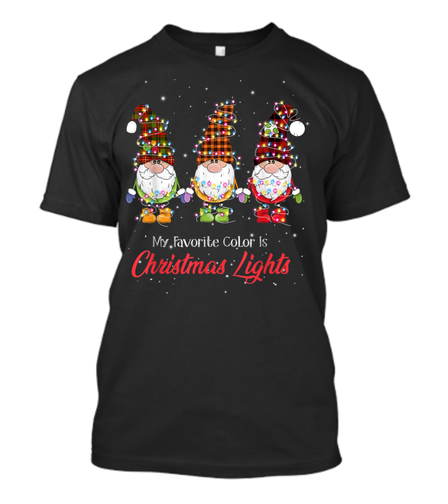 God Jul Gnome Tomte My Favorite Color Is Christmas Lights T-Shirt
