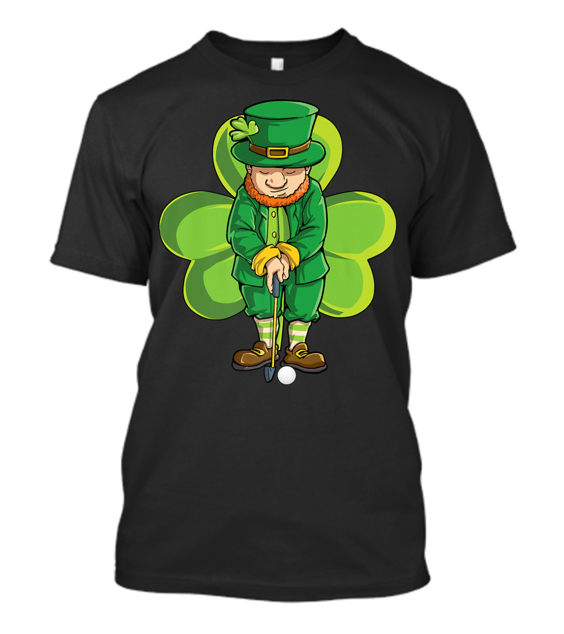 Leprechaun Golf St Patricks Day Boys Four Leaf Clover T-Shirt