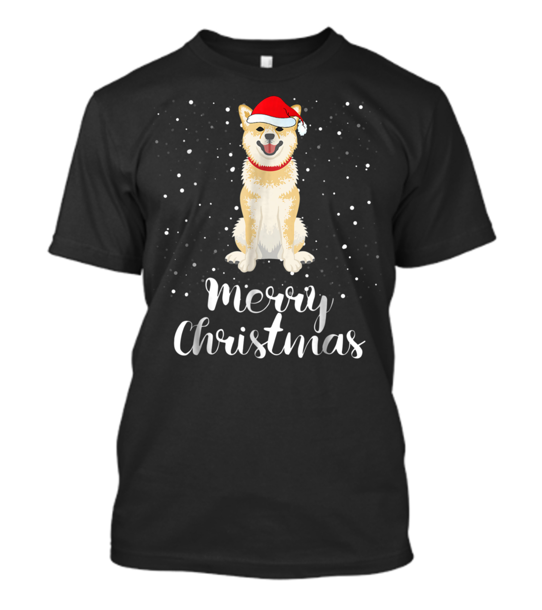 Merry Christmas Shiba Inu With Santa Hat Matching Family Group T-Shirt