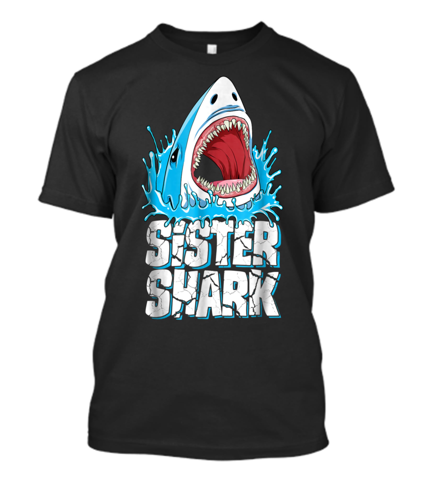 Sister Shark Family Splashing Water Jaws Open T-Shirt
