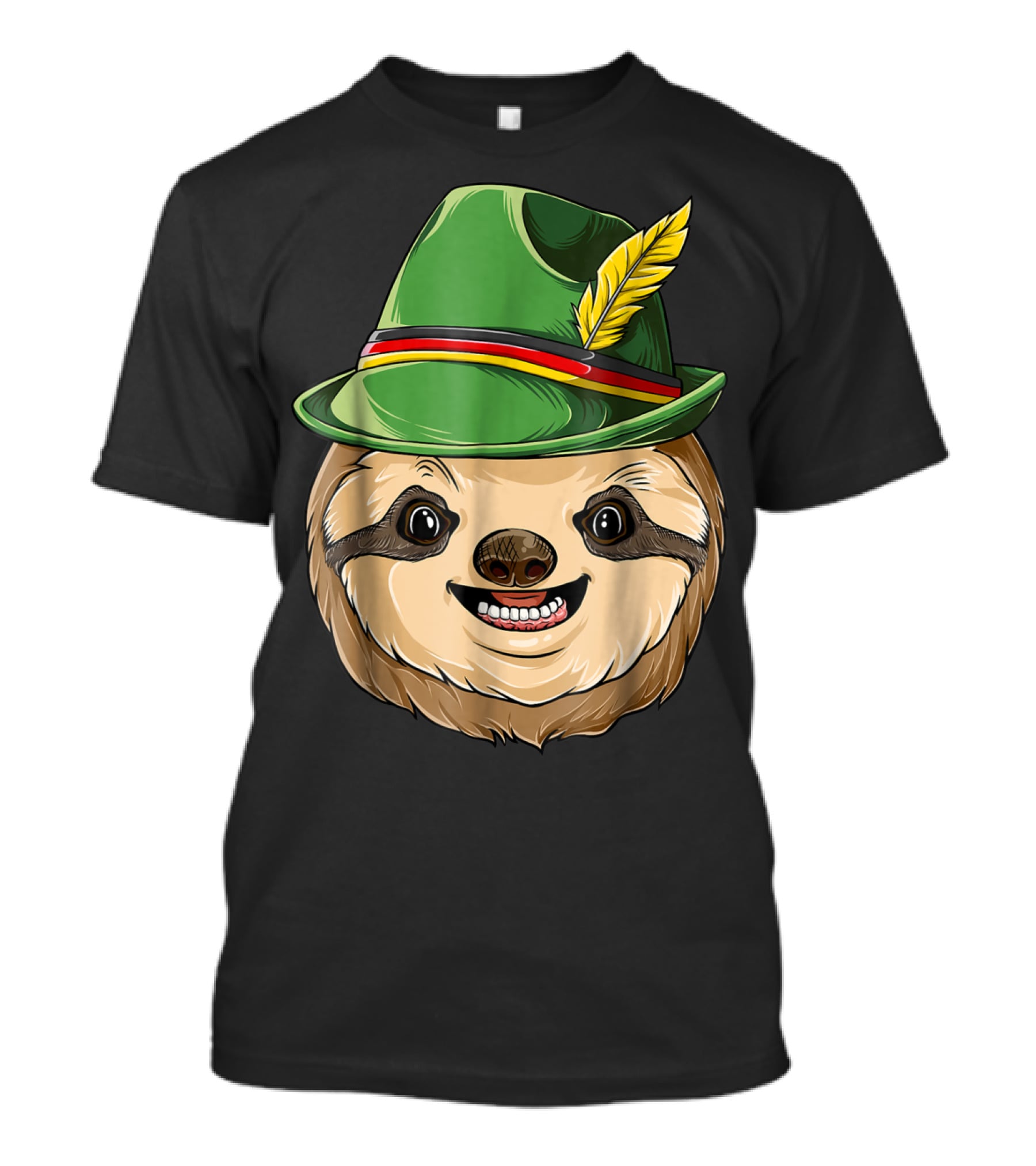 Sloth Oktoberfest Lederhosen Hat With Feather T-Shirt