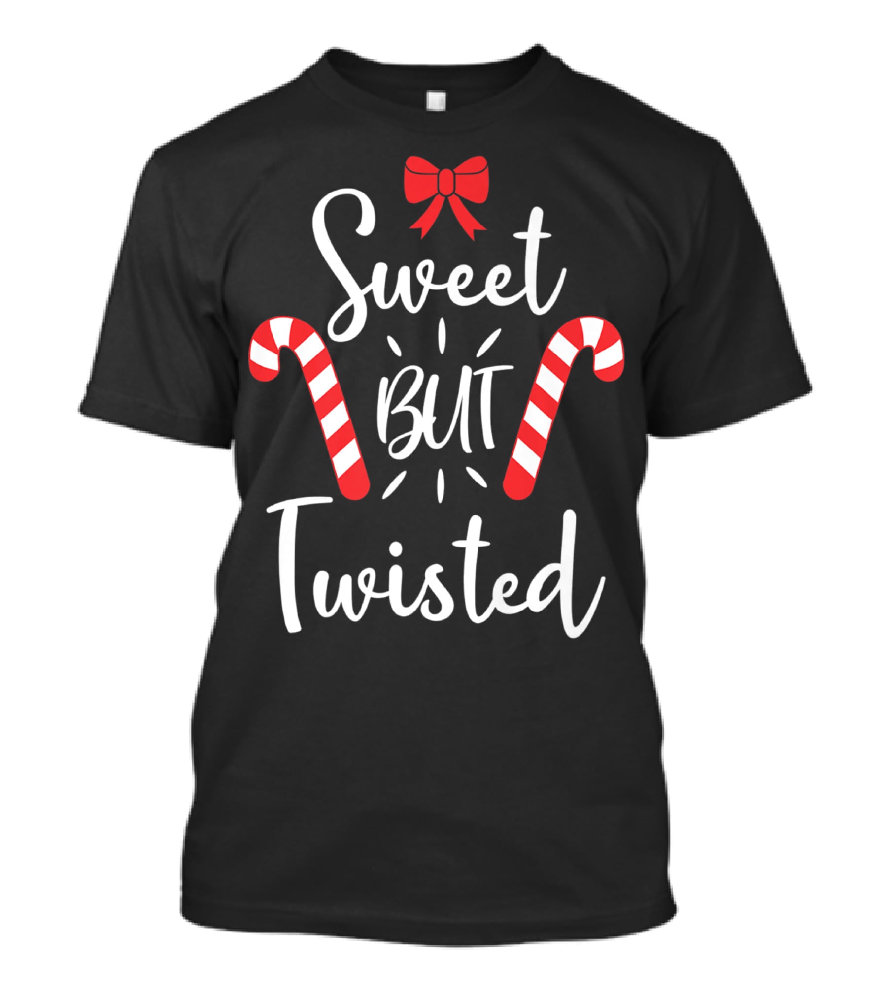 Sweet But Twisted Christmas Candy Cane Bow T-Shirt