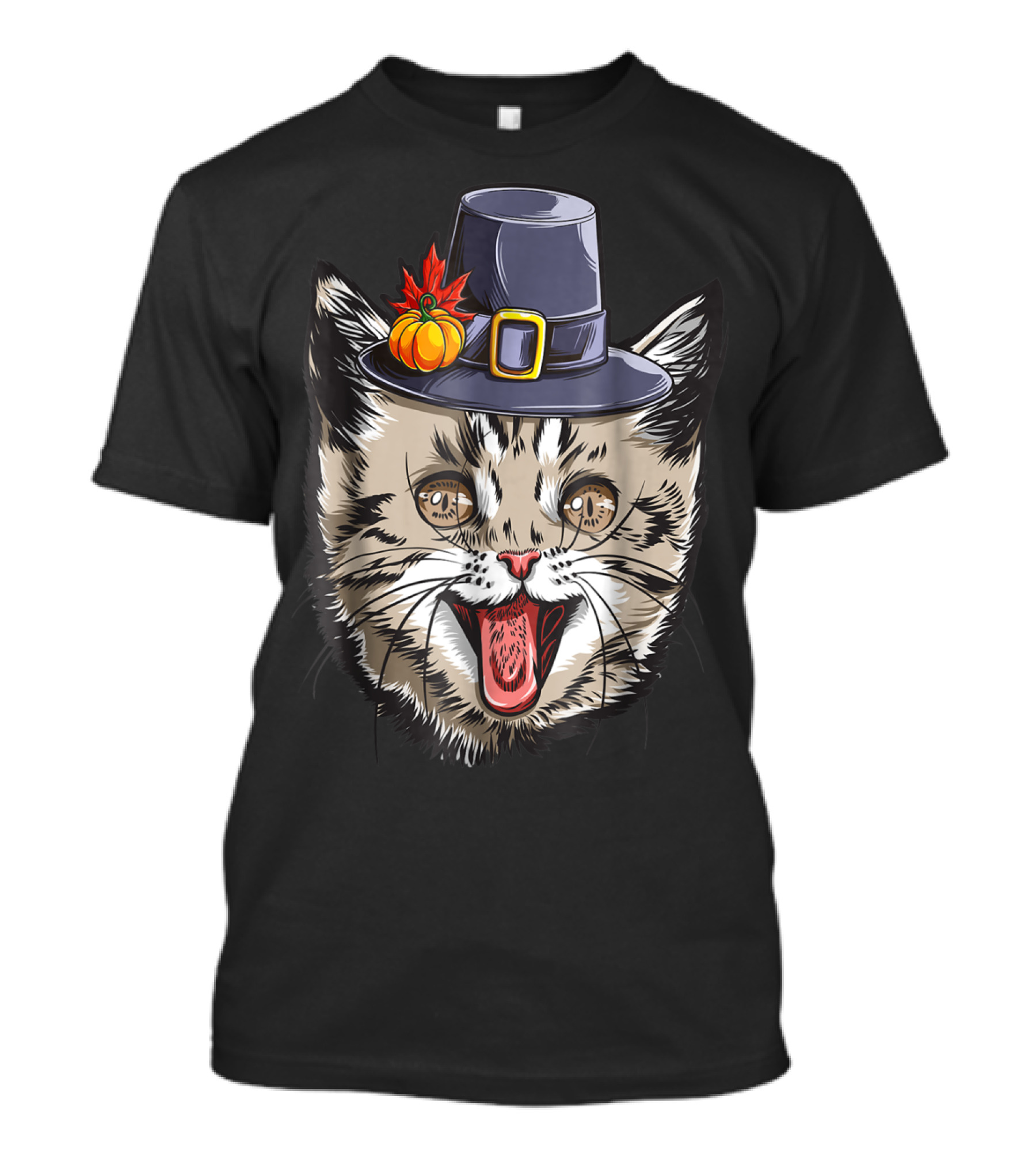 Thanksgiving Cat Pilgrim With Pumpkin Hat IY T-Shirt