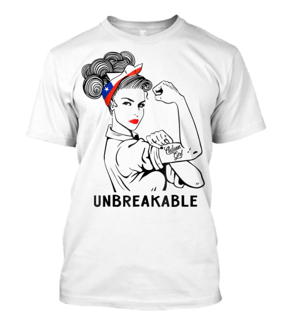 Chilean Girl Unbreakable Rosie Riveter Heritage With Chile Flag Bandana T-Shirt