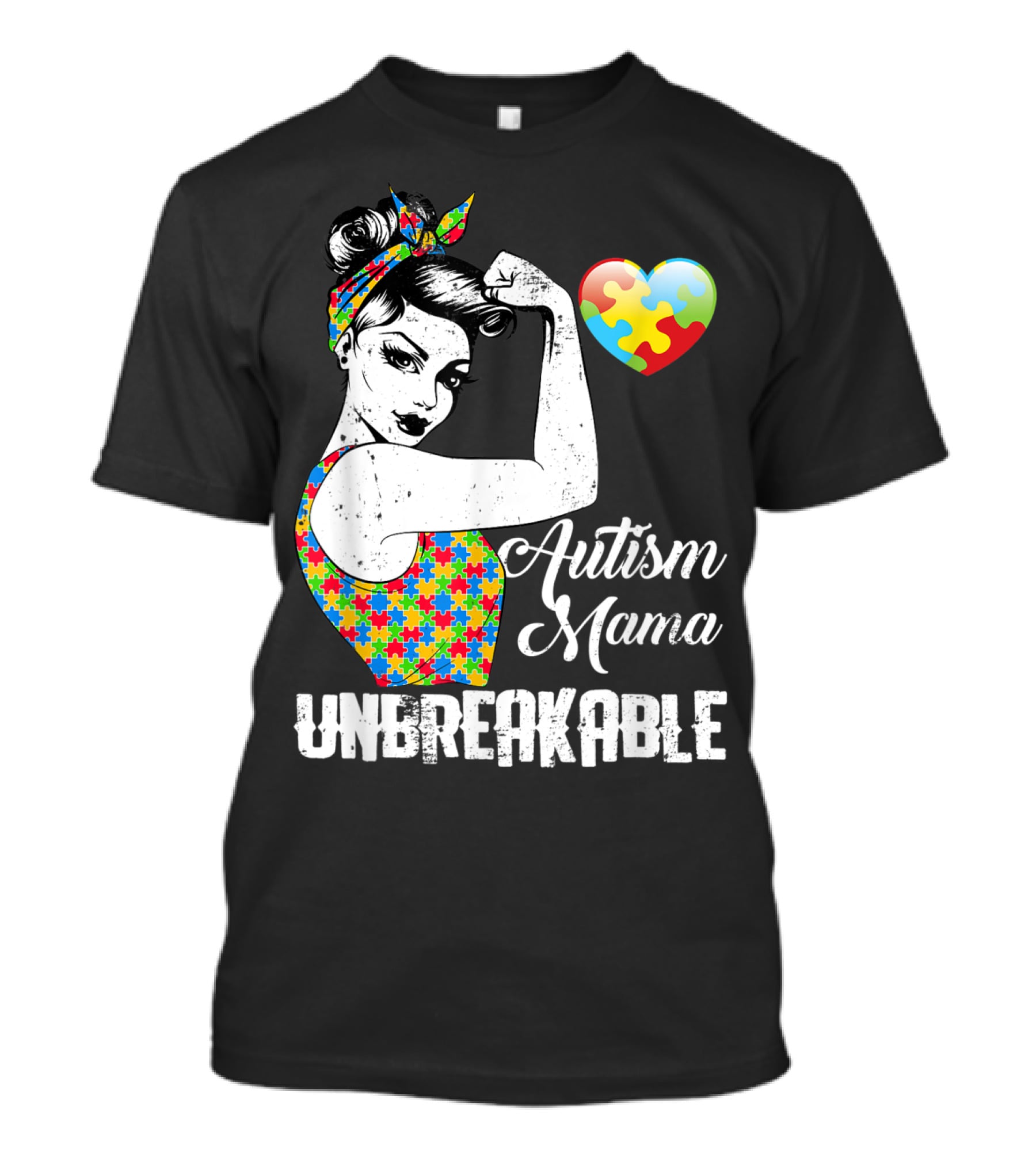 Autism Mama Unbreakable Love Puzzle Heart Awareness T-Shirt
