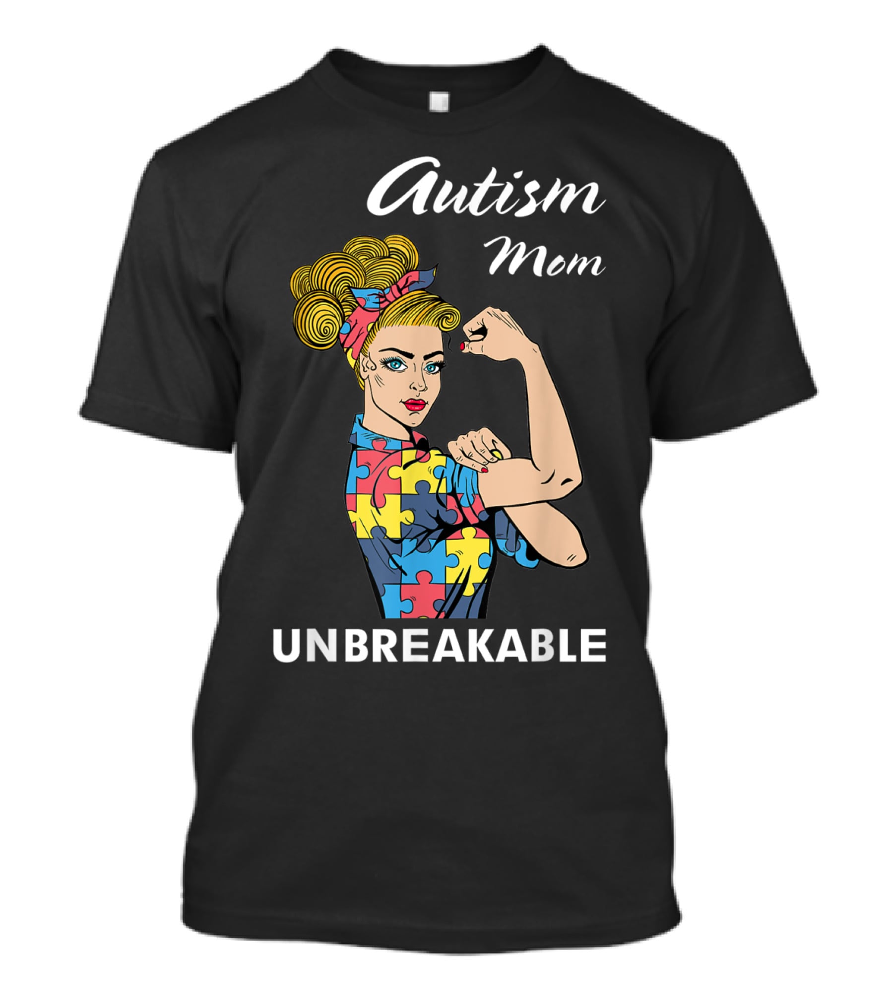 Autism Mom Unbreakable Puzzle Piece Strong Women Empowerment T-Shirt