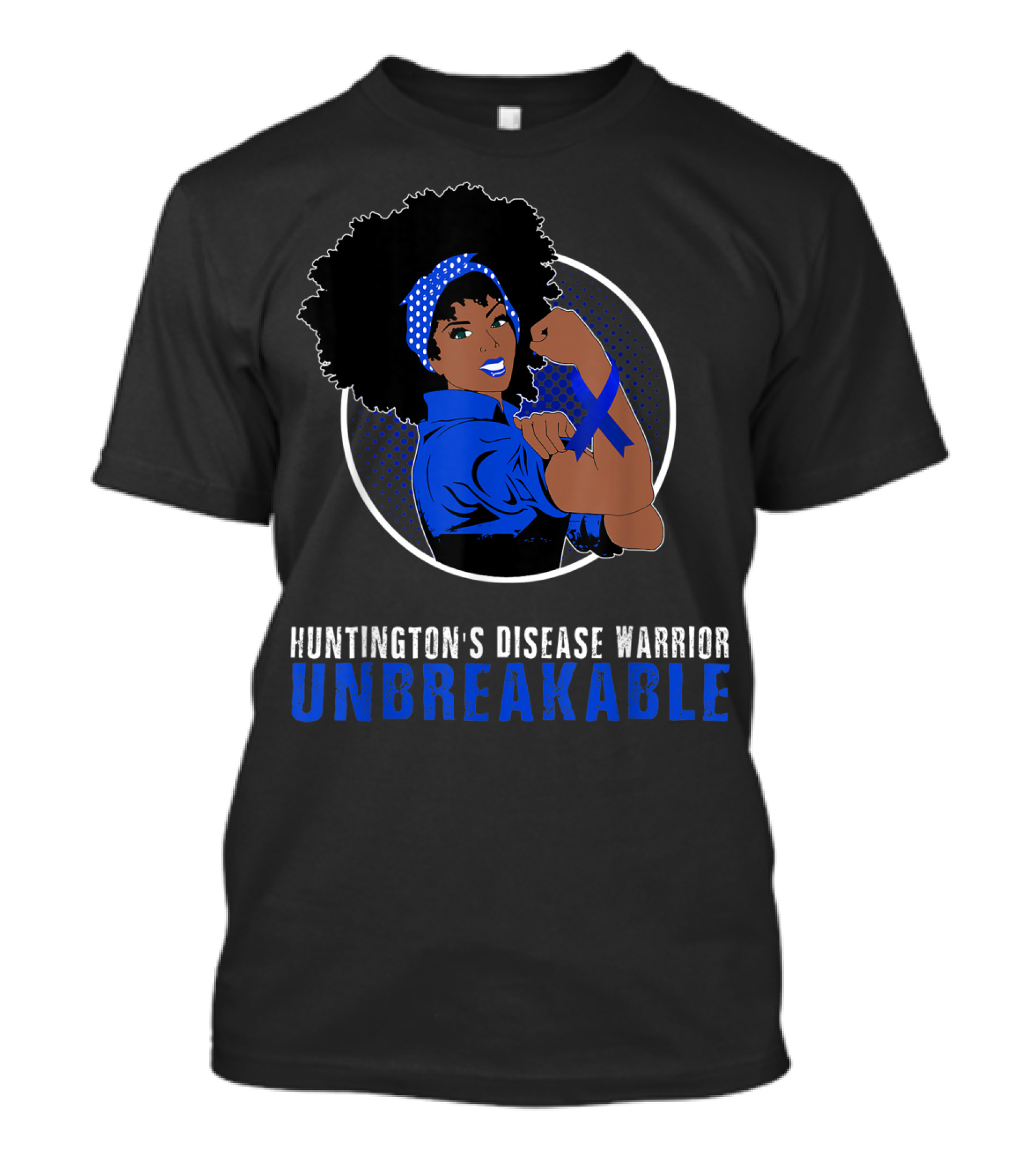 Huntington's Disease Warrior Unbreakable Black Girl Iconic Pose T-Shirt