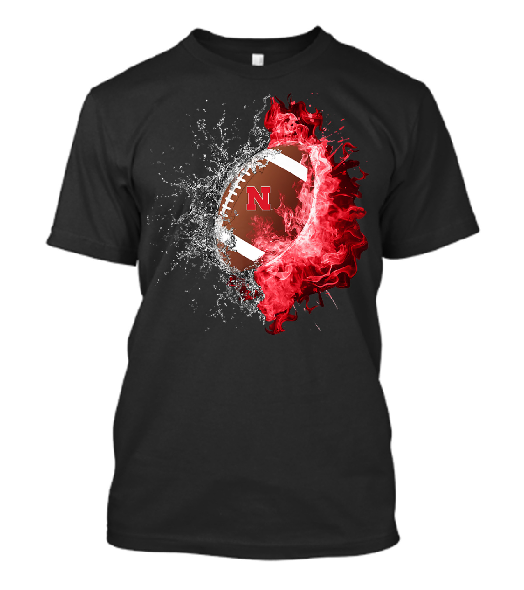 Nebraska Cornhuskers Football Water And Fire Burst T-Shirt