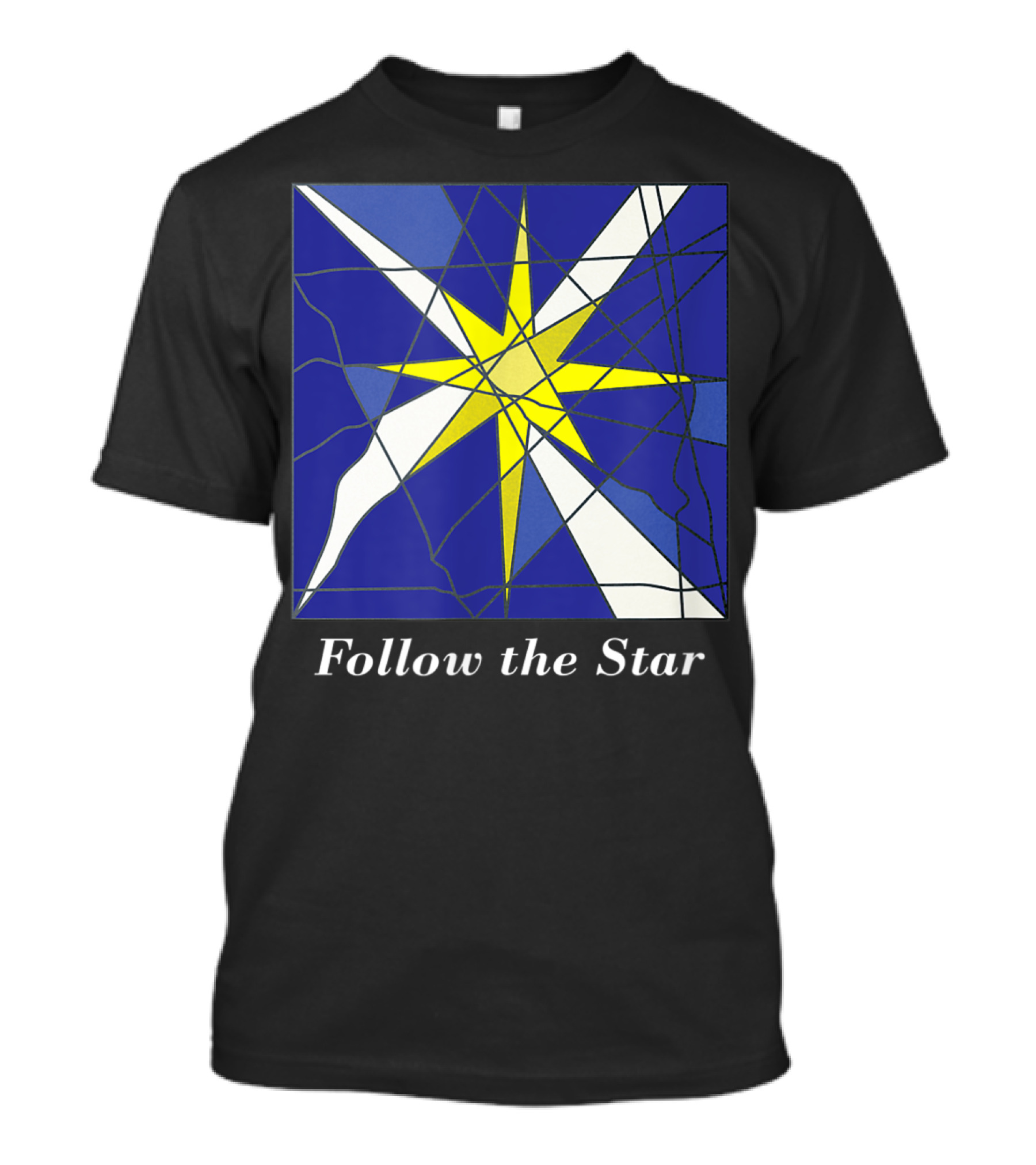 Follow The Star Stained Glass Style Star Of Bethlehem T-Shirt