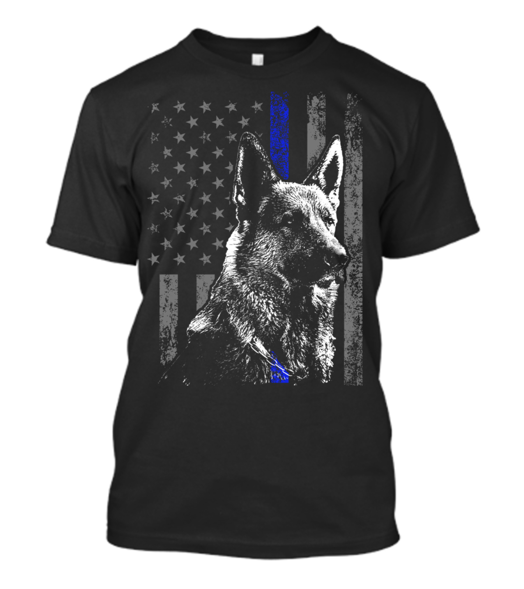 Thin Blue Line American Flag German Shepherd Police Dog T-Shirt