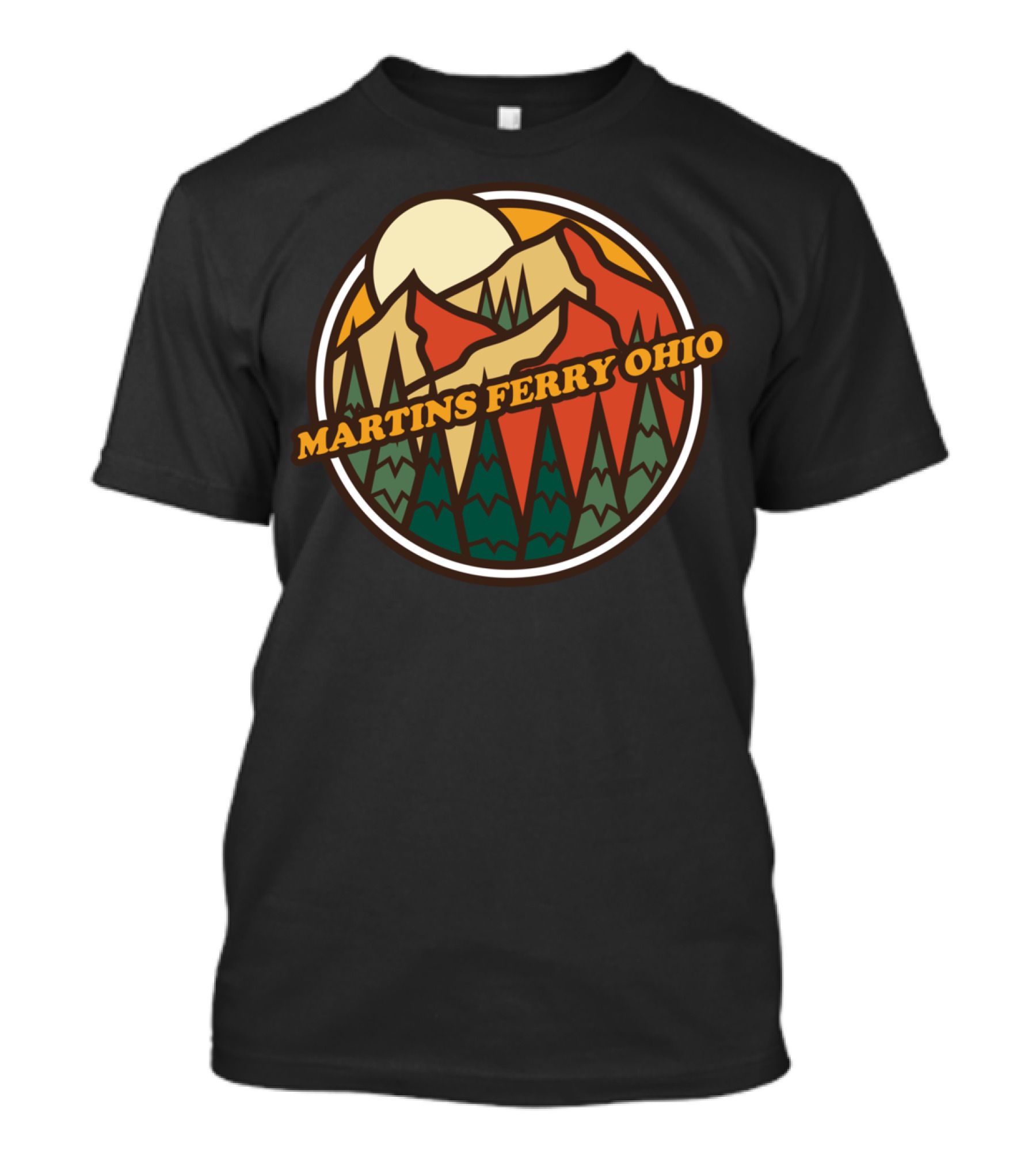 Martins Ferry Ohio Vintage Mountain Hiking Scene T-Shirt