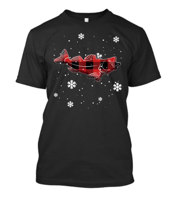 Walleye Red Plaid Snowflakes T-Shirt