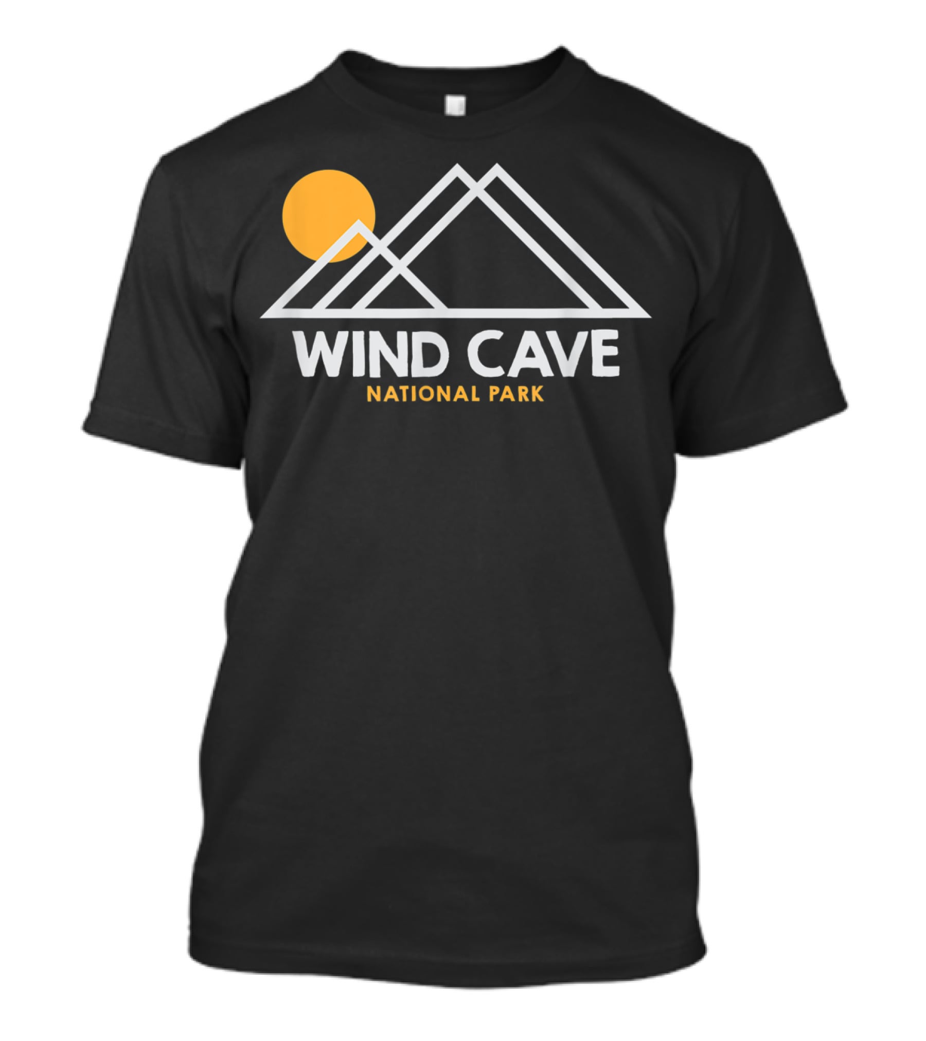 Wind Cave National Park South Dakota Outline Mountain Sun T-Shirt