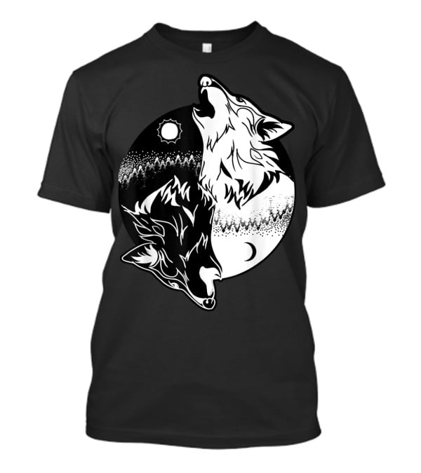 Yin Yang Skoll Tribal Wolf Sun Moon T-Shirt