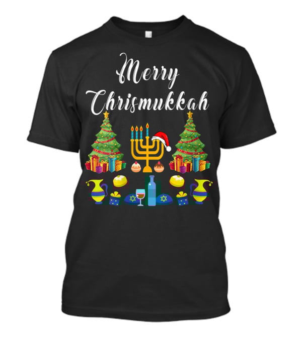 Merry Chrismukkah Christmas Ugly Hanukkah Menorah T-Shirt