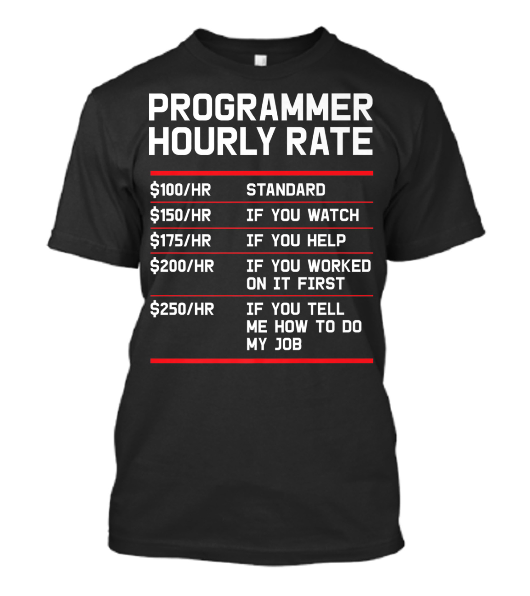 Funny Programmer Hourly Rate If You Tell Me How To Do My Job T-Shirt