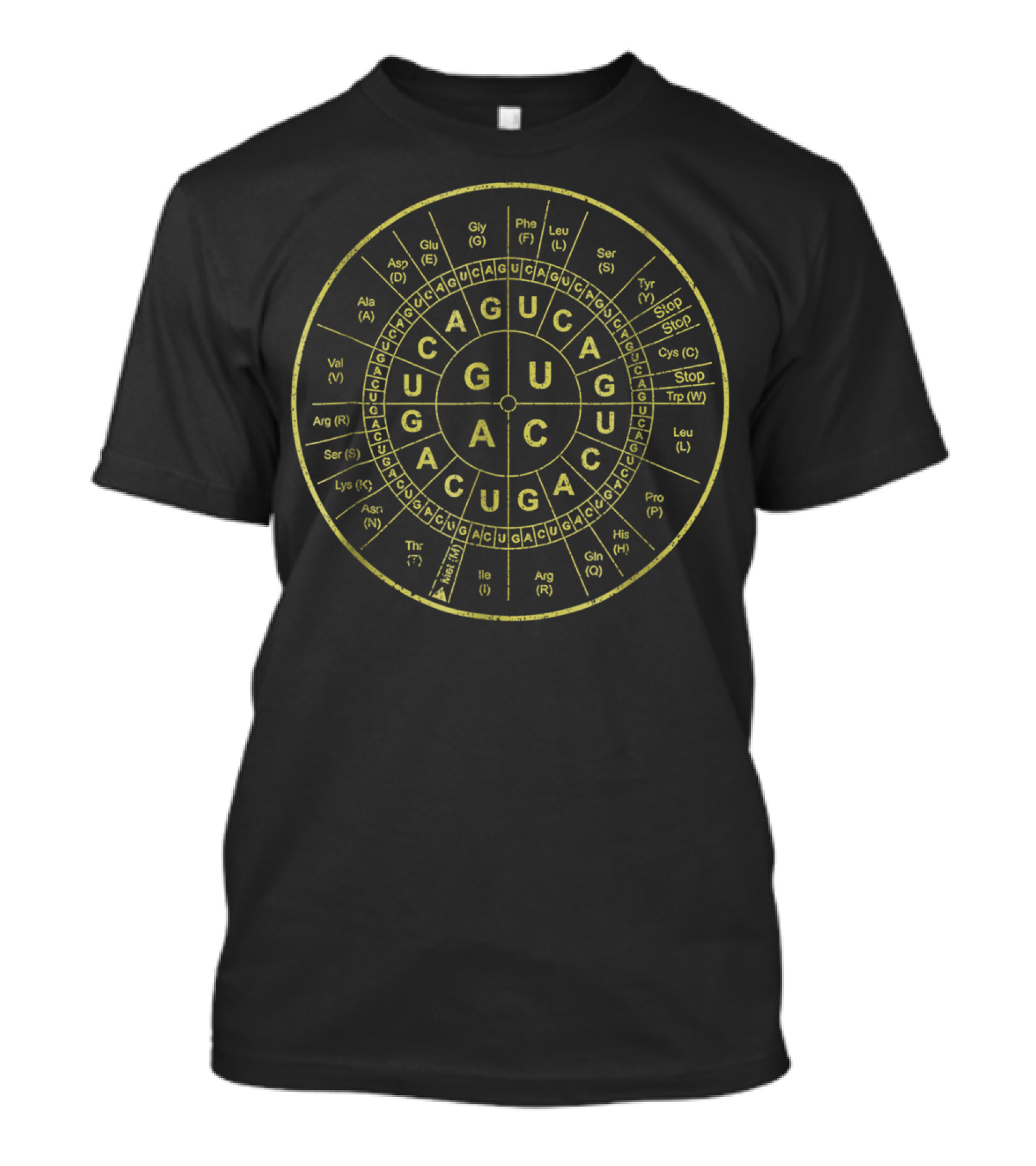 Genetic Code Wheel Chart Codon Biology CAG UGA GUU CUU AGC AUC GAC UCG T-Shirt