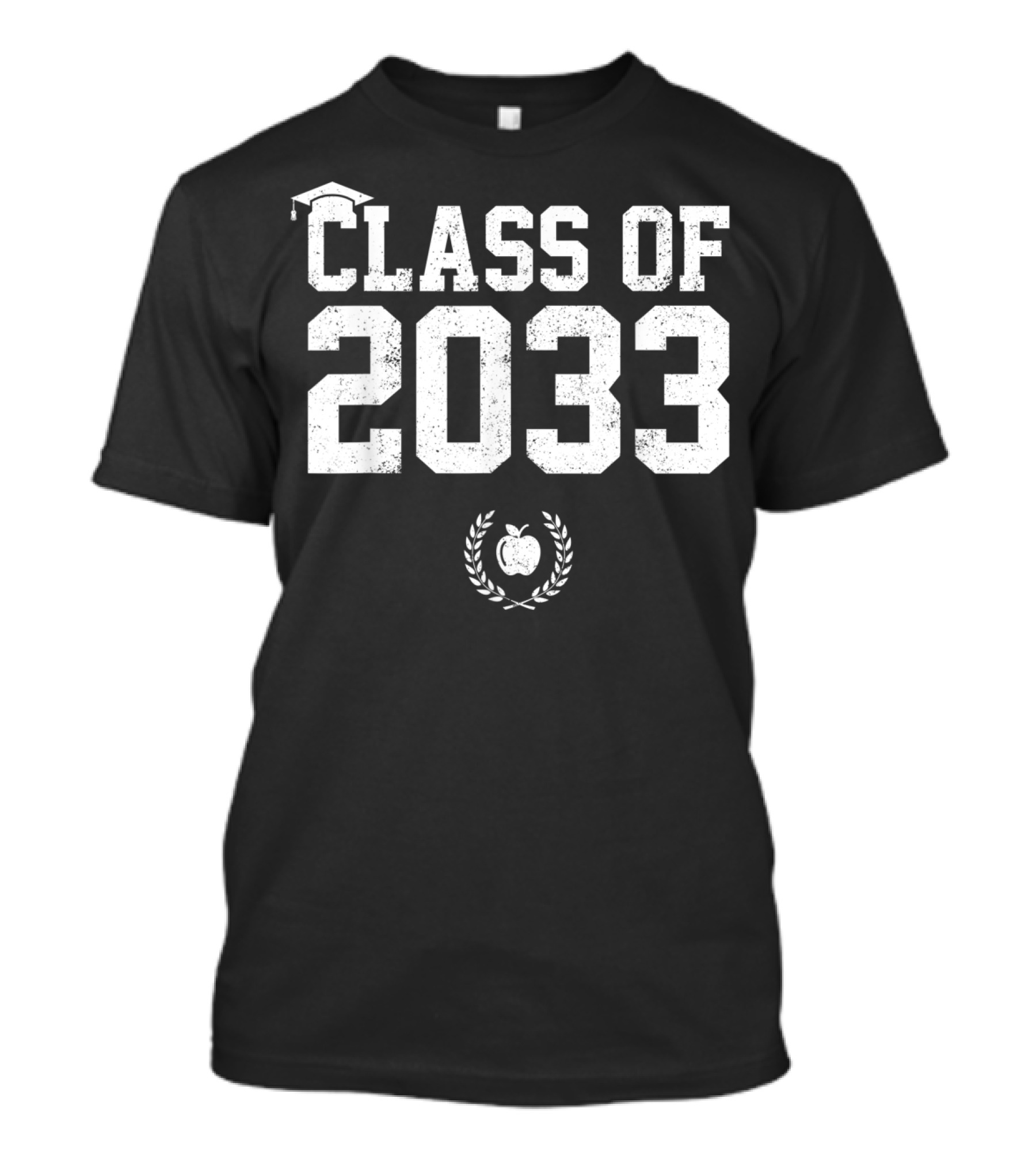 Class Of 2033 Graduate Cap Laurel Apple School Journey T-Shirt