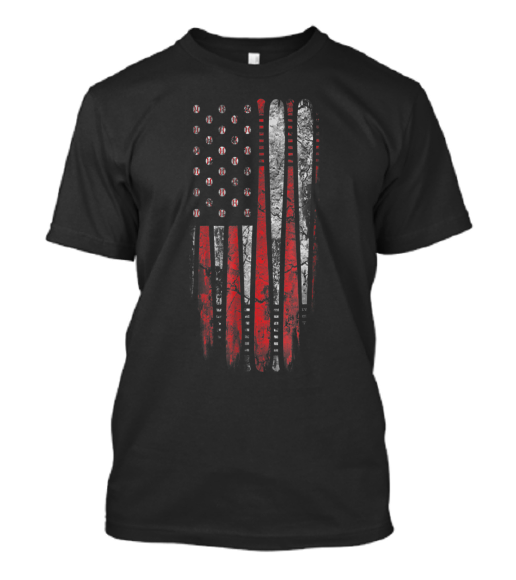 American Flag Baseball Bat And Ball Design For Baseball Lover T-Shirt
