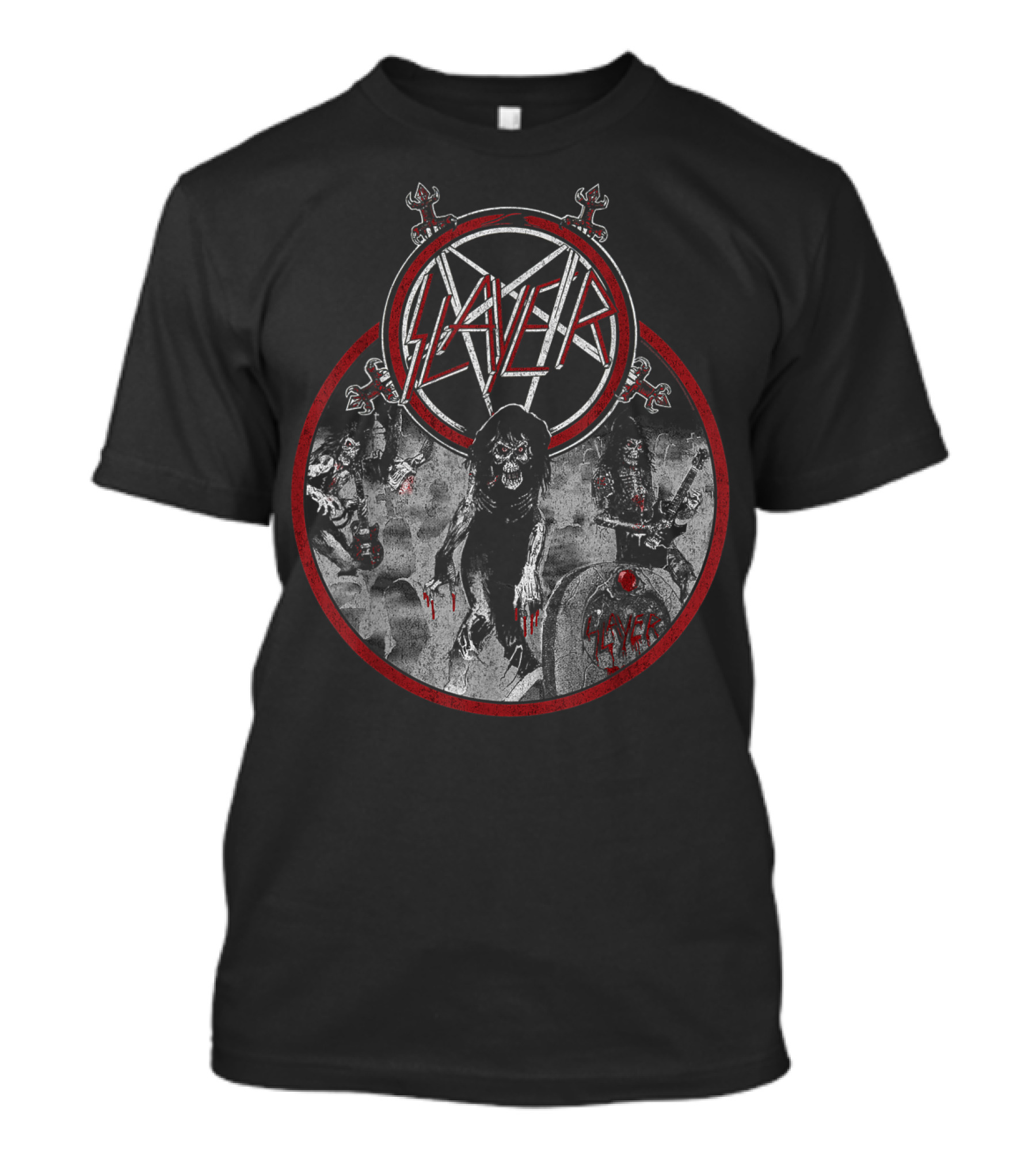 Slayer Live Undead Pentagram Zombies Skulls Battleground T-Shirt
