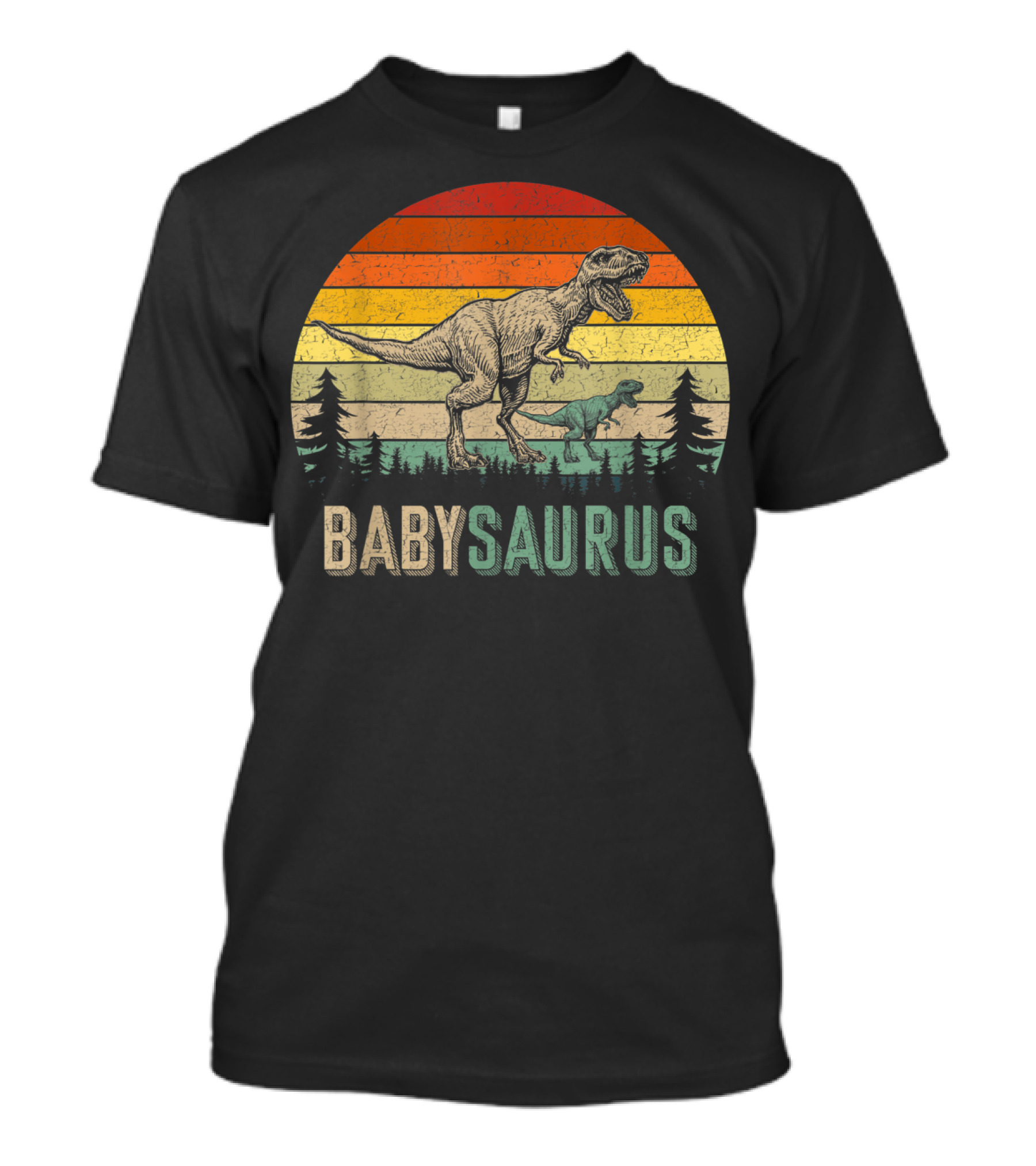 Babysaurus Dinosaurs Vintage Father's Retro Sunset T-Rex Family T-Shirt
