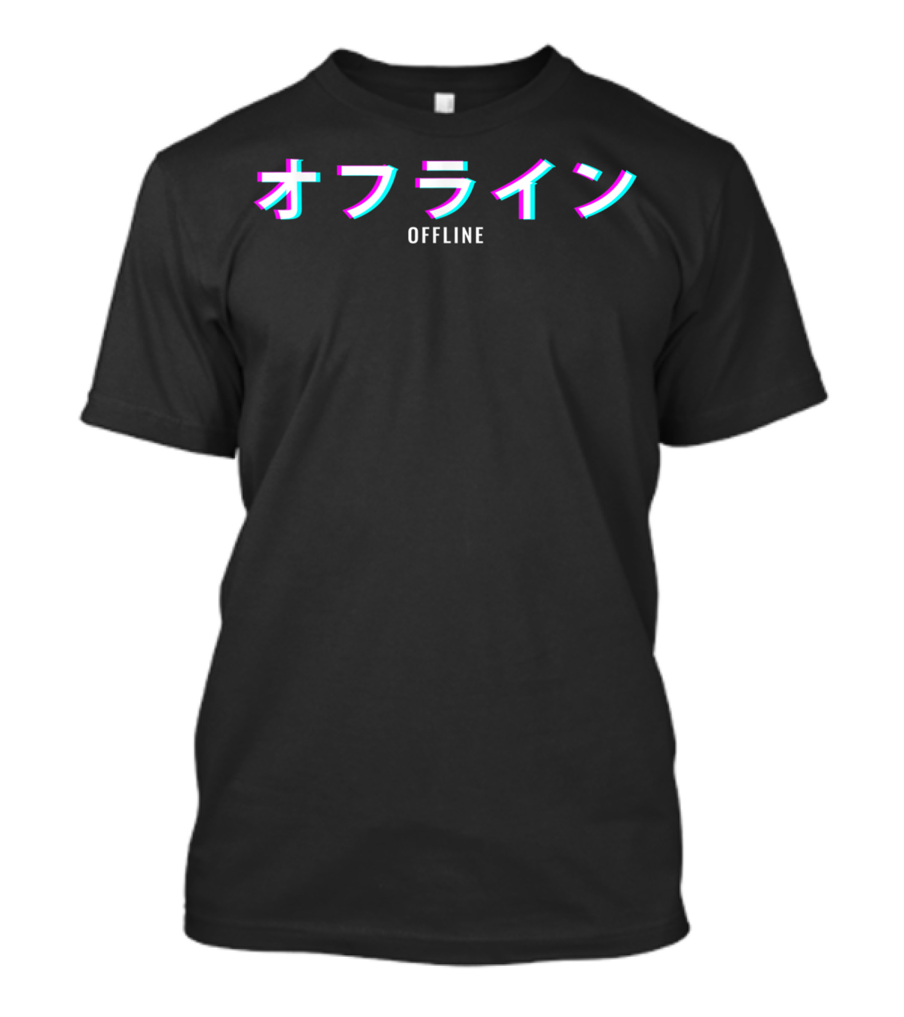 Aesthetic Offline Japanese Text Vaporwave Glitch Effect T-Shirt