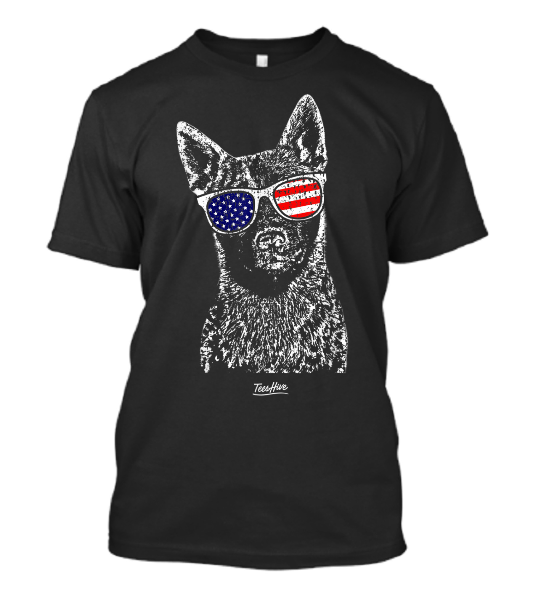Australian Cattle Dog USA Flag Blue Heeler Sunglasses T-Shirt