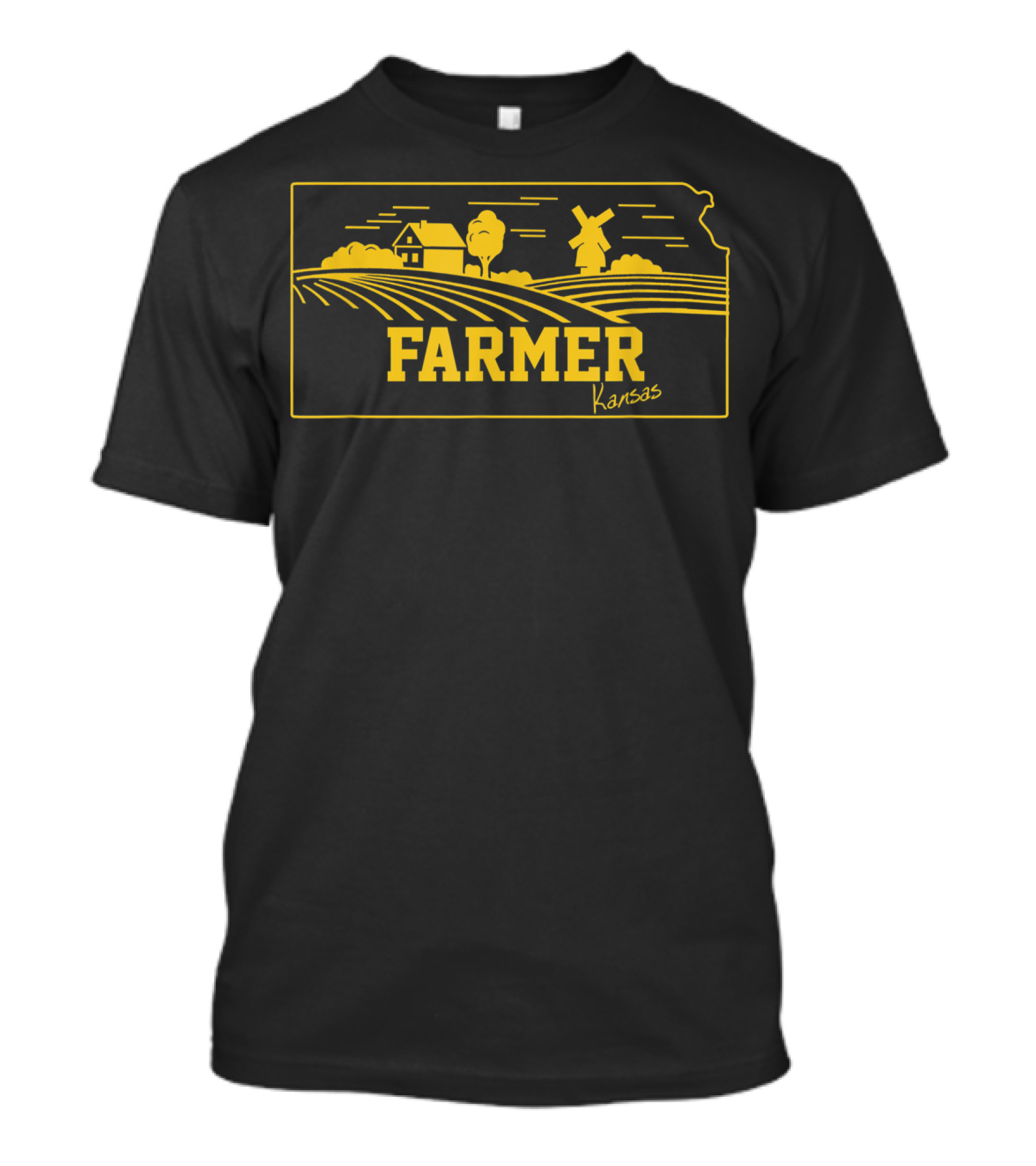 Kansas Farmer Farm Landscape Barn Windmill T-Shirt