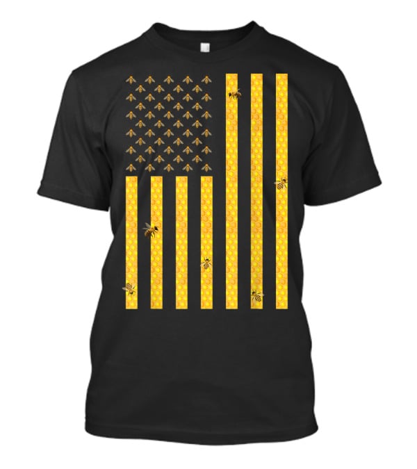 American Flag Honeycomb Honey Bee Beekeeping Beekeeper USA Patriotic T-Shirt