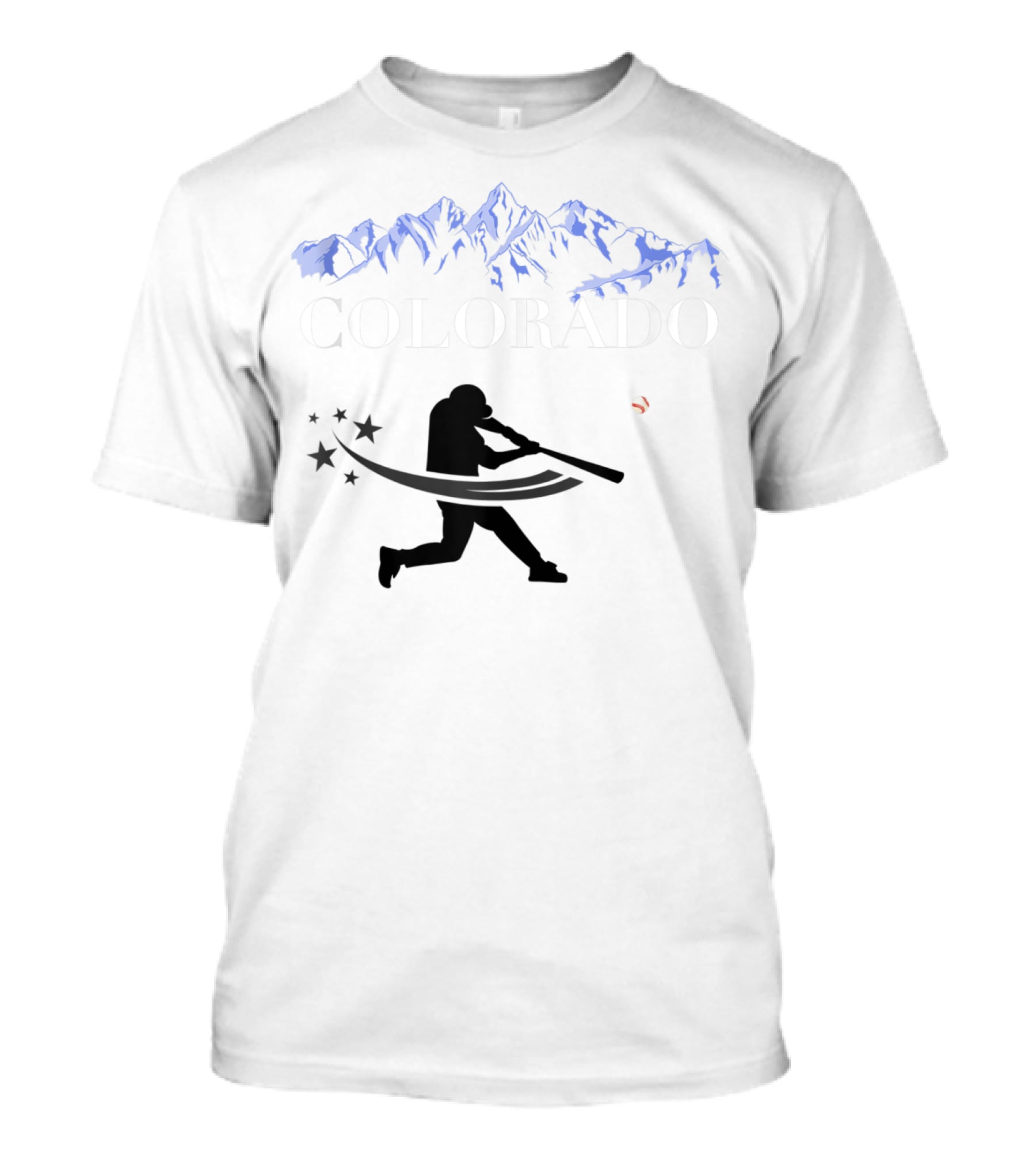 Colorado Baseball Player With Rocky Mountain T-Shirt