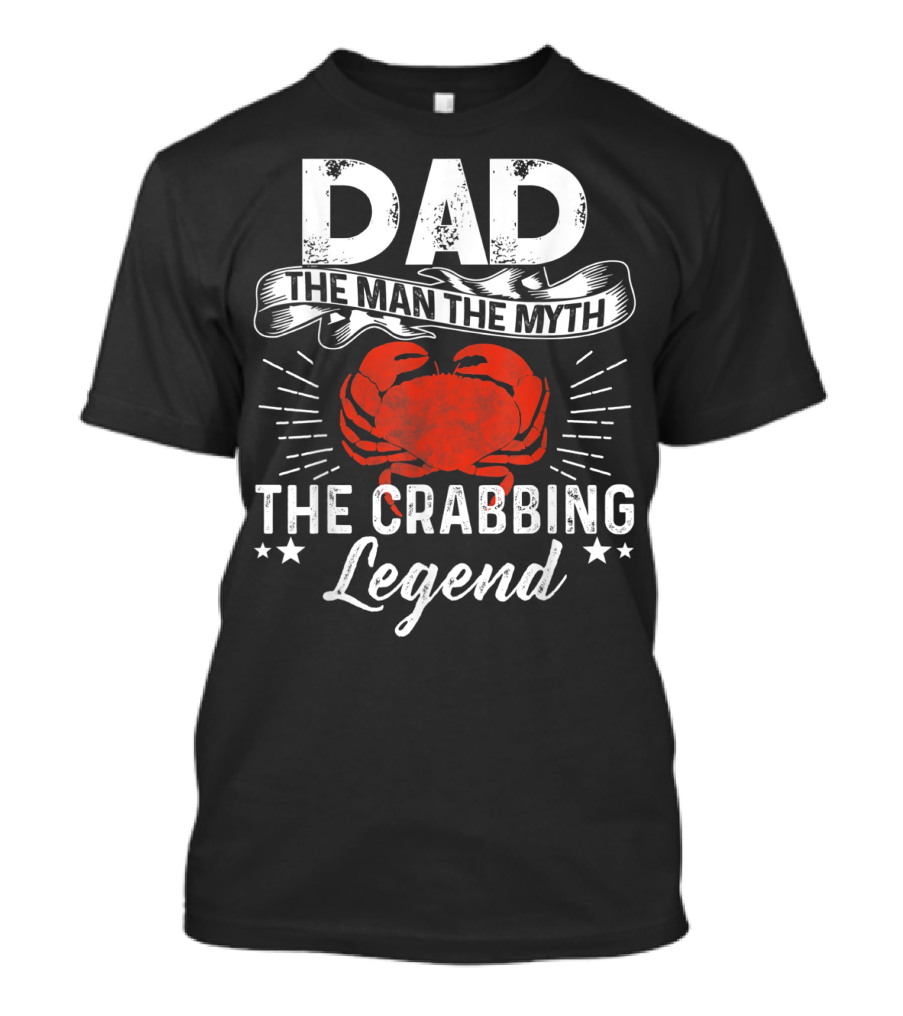 Dad The Man The Myth The Crabbing Legend Red Crab Stars Burst T-Shirt