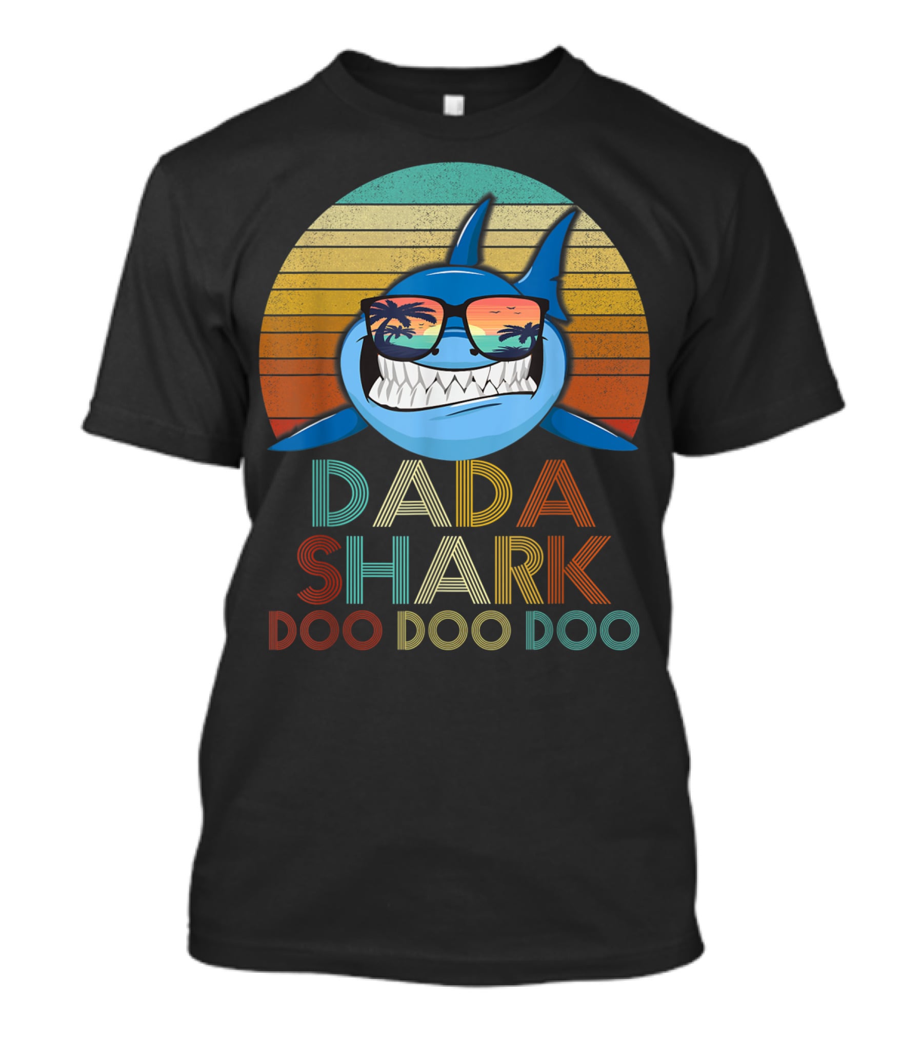 Dada Shark Doo Doo Doo Retro Sunglasses Sunset T-Shirt