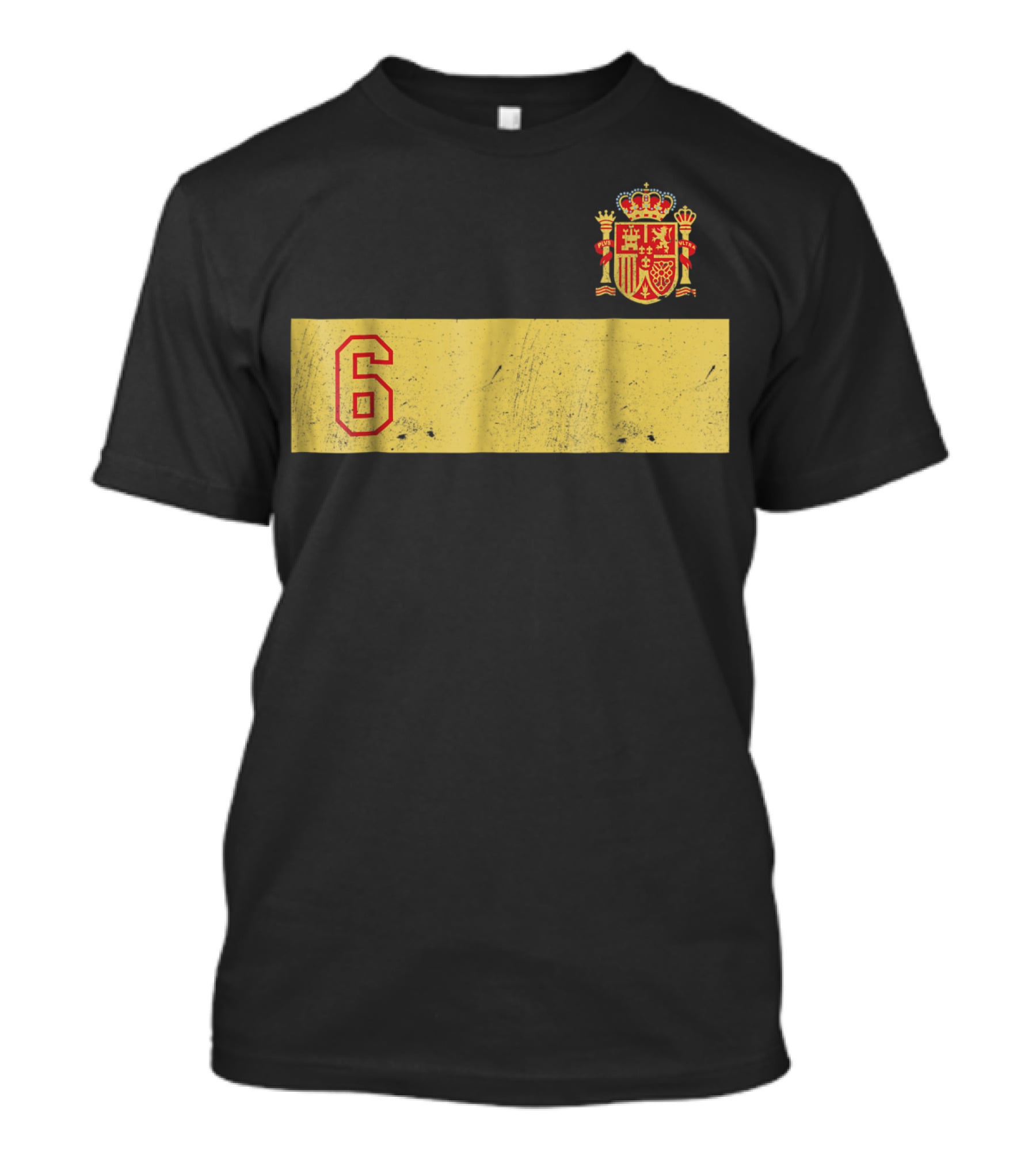 Espana Roja Futbol Camiseta Number 6 Crest T-Shirt