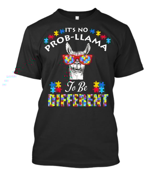 It's No Prob-Llama To Be Different Autism Awareness Boy Girl Kid T-Shirt
