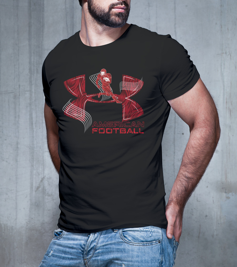 American Football Under Armor-Inspired Red Player T-Shirt