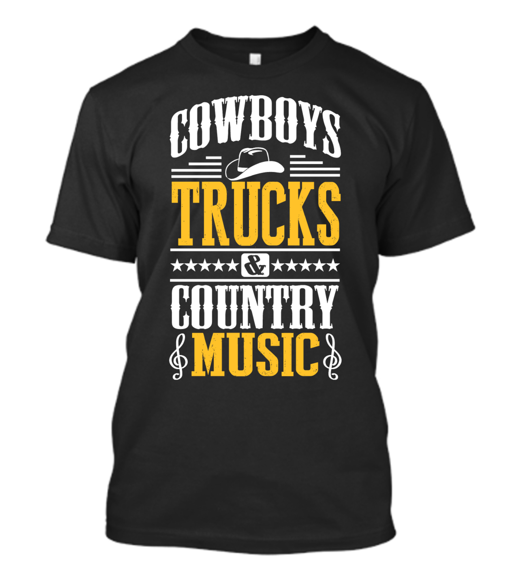 Cowboys Trucks And Country Music With Stars And Musical Notes T-Shirt