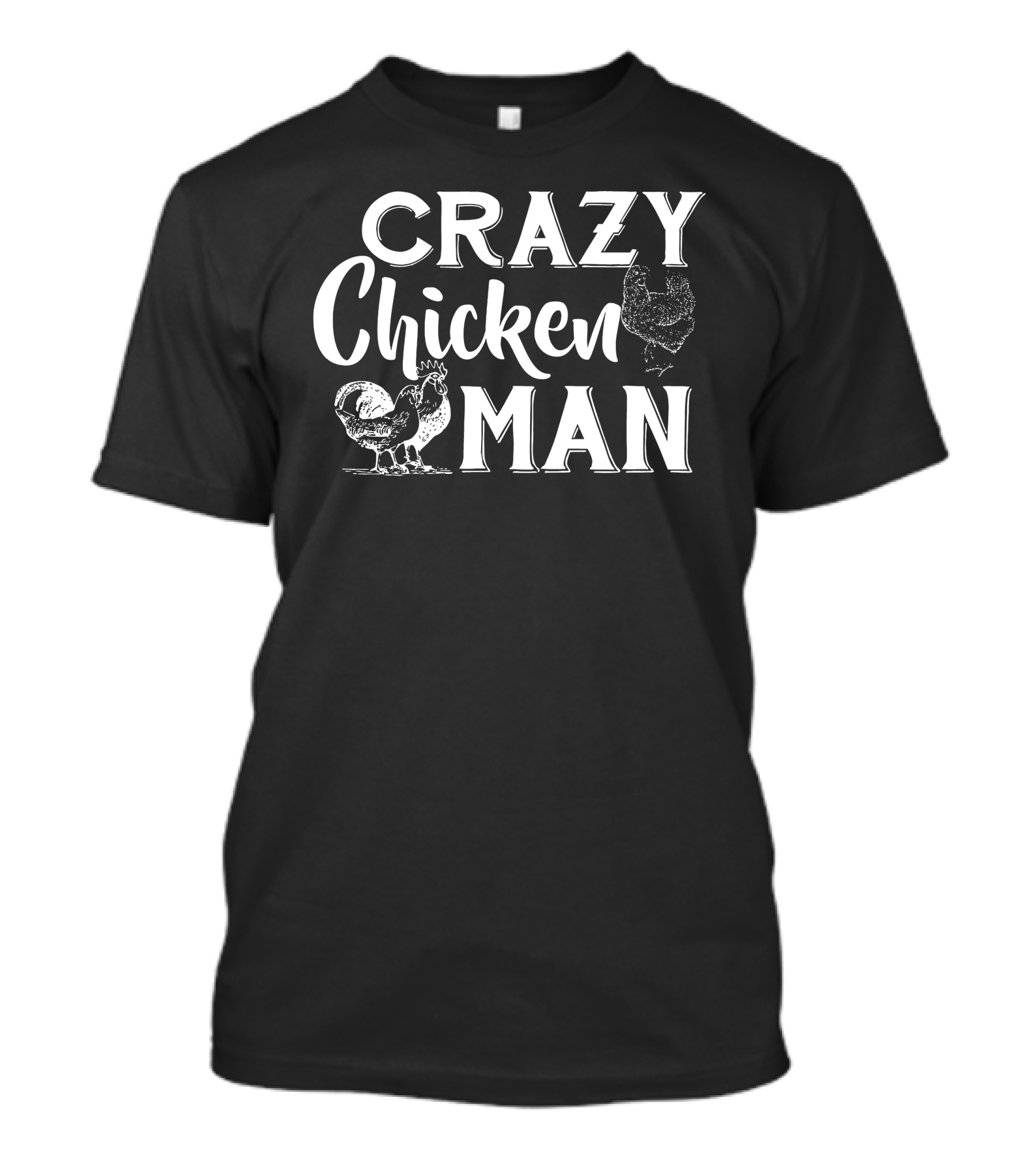 CRAZY CHICKEN MAN Retro Rooster Sketch T-Shirt