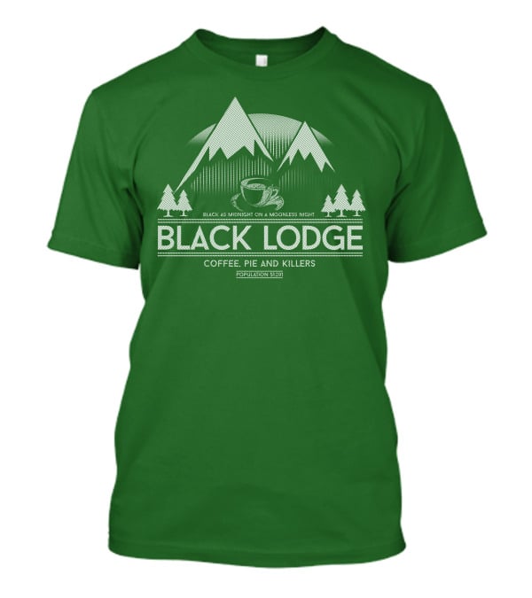 Black Lodge Coffee Pie Killers Black As Midnight On A Moonless Night Population 51201 T-Shirt
