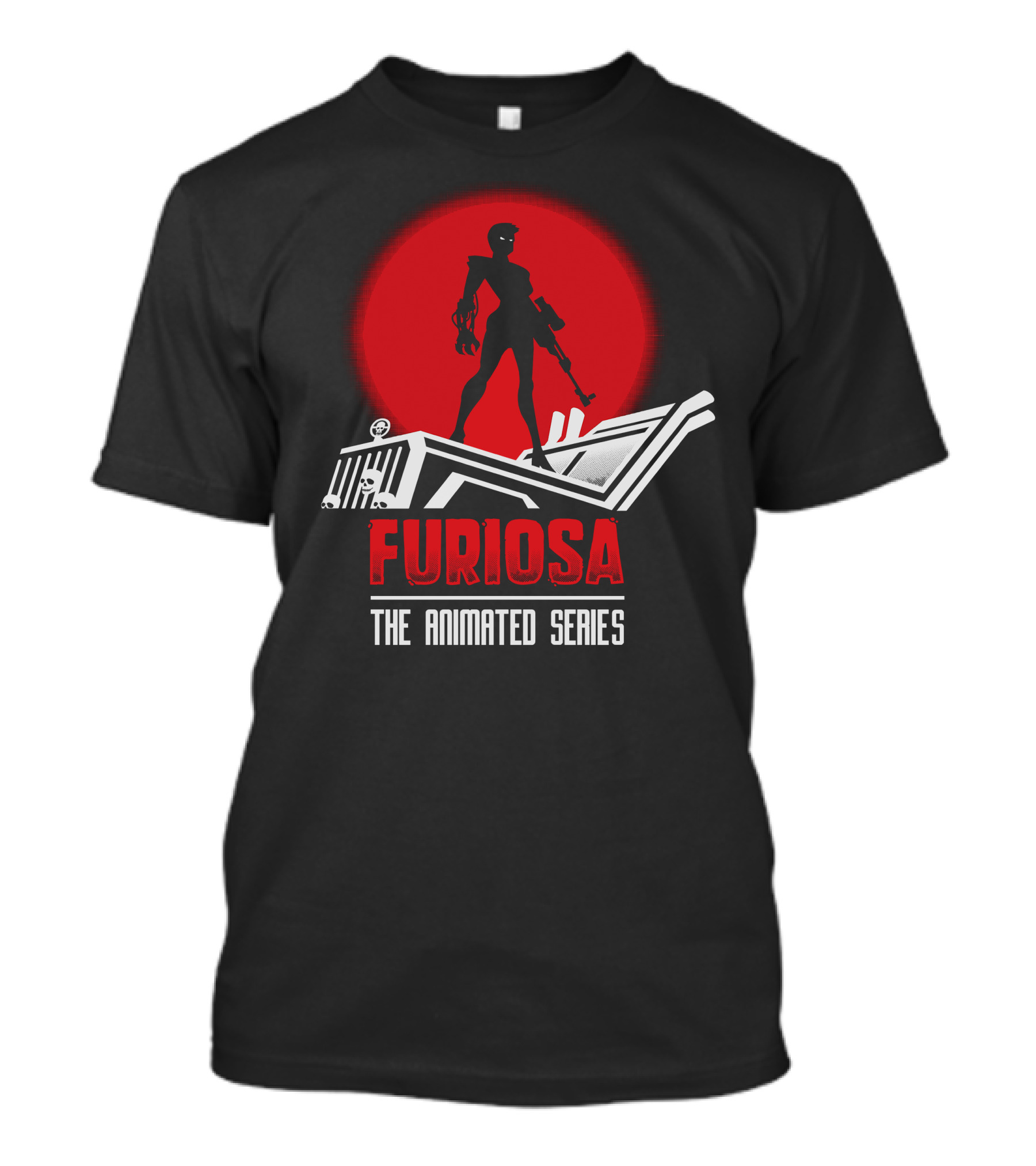 Furiosa The Animated Series Red Sun Silhouette Jeep T-Shirt