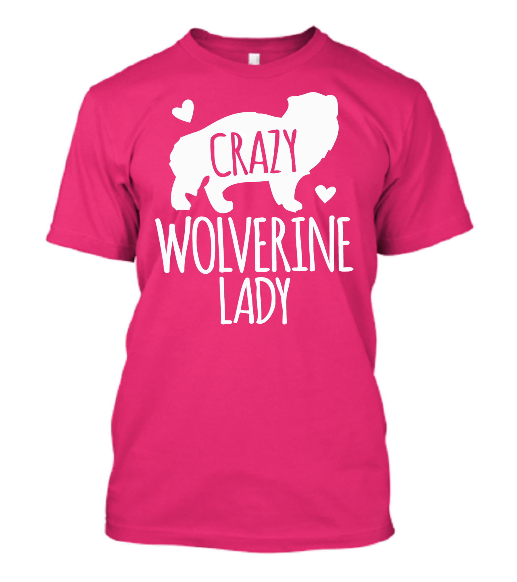 Crazy Wolverine Lady Silhouette With Hearts T-Shirt