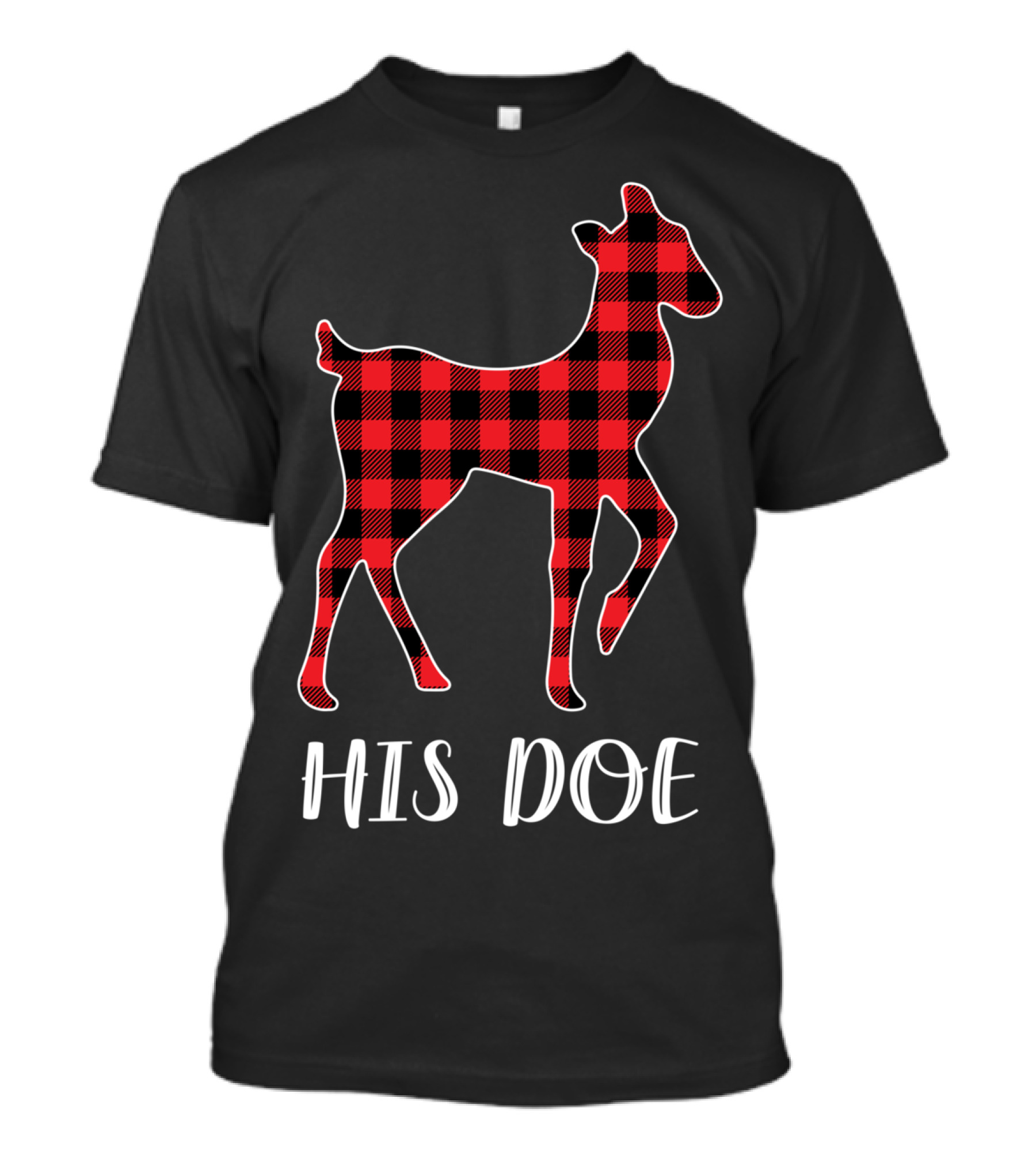His Doe Red Buffalo Plaid Deer T-Shirt