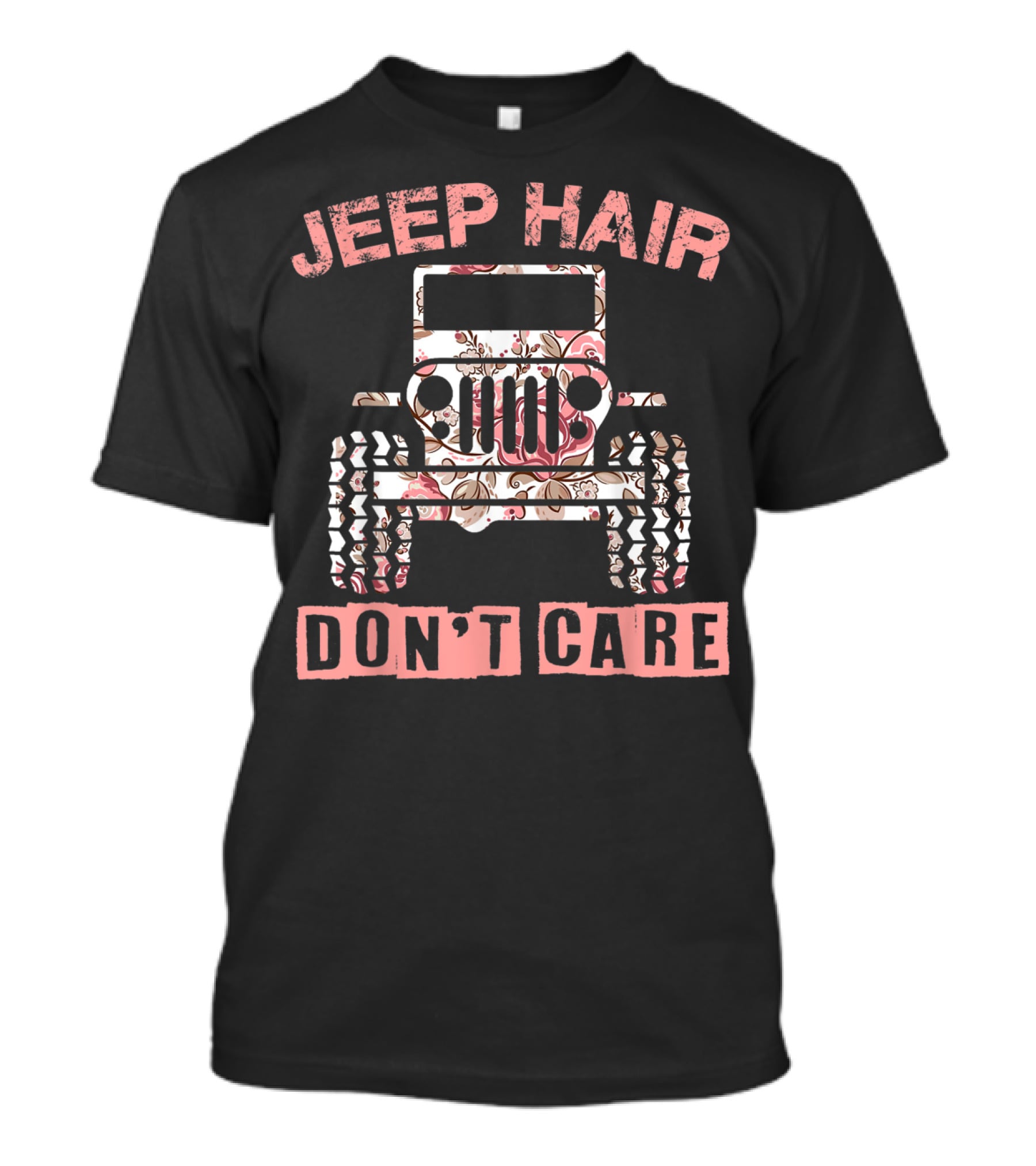 Jeep Hair Don't Care Floral Patterned Jeep T-Shirt
