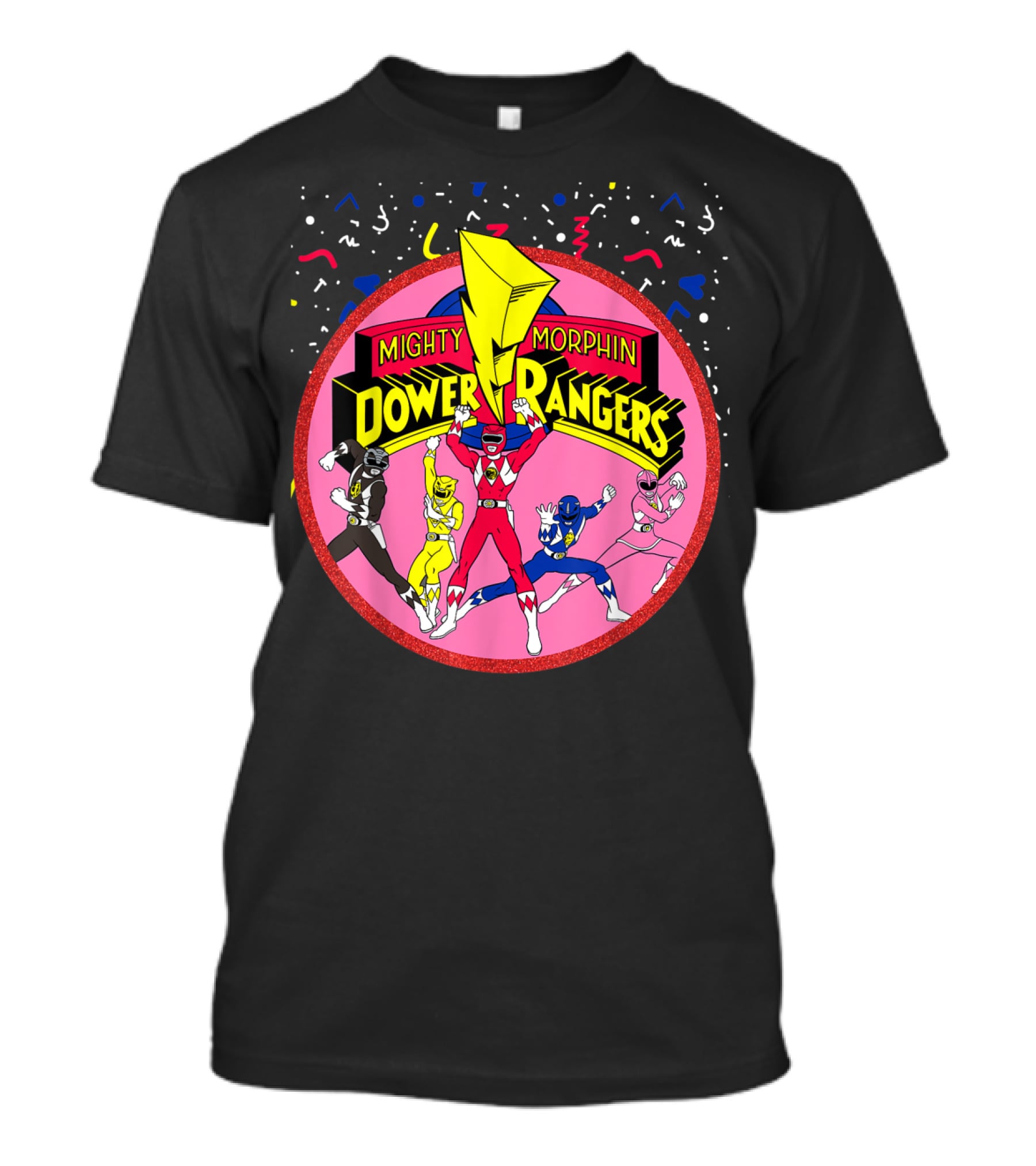 Mighty Morphin Power Rangers Pink Circle With Group T-Shirt