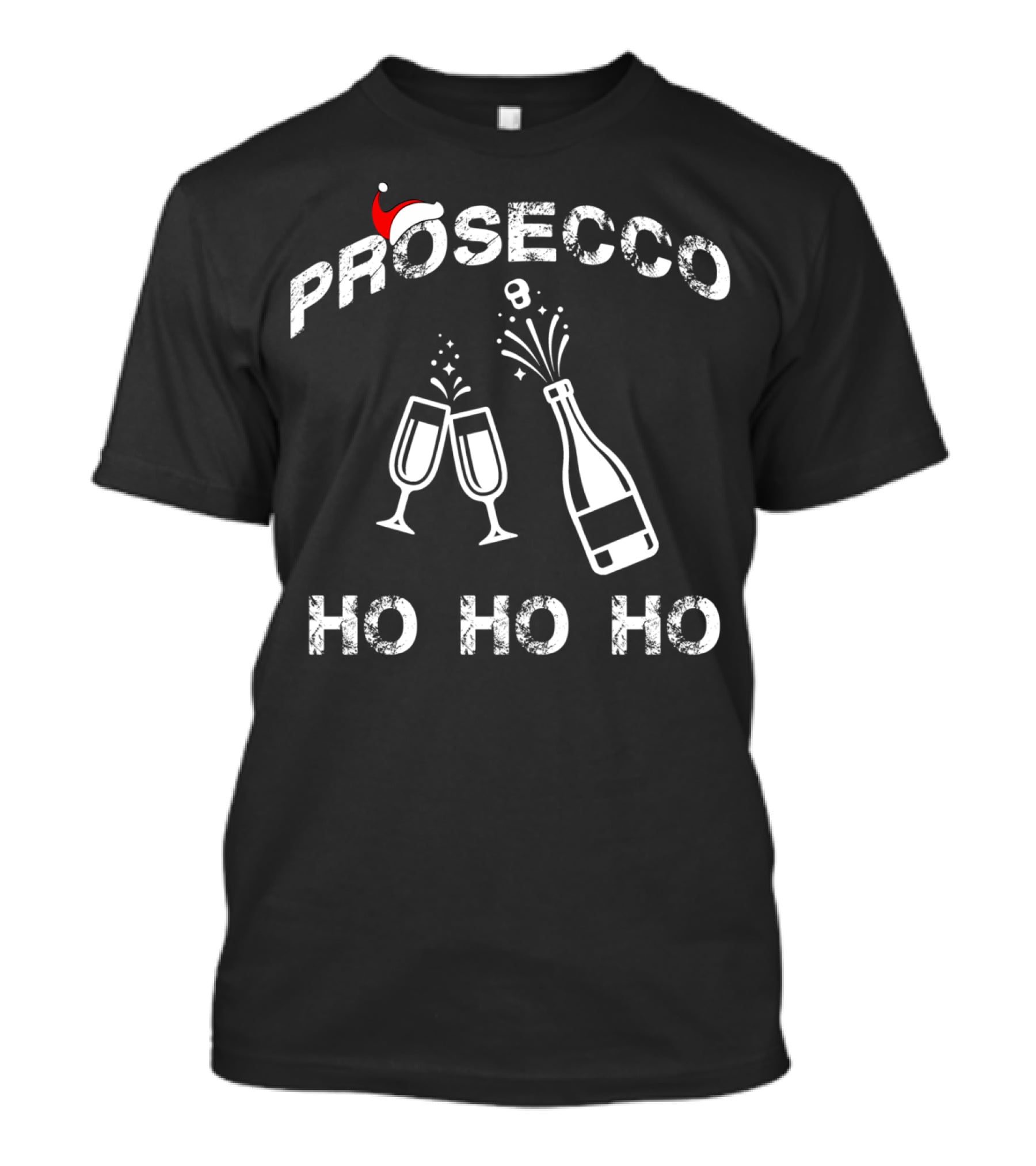 Prosecco Ho Ho Ho Santa Hat Christmas Party T-Shirt