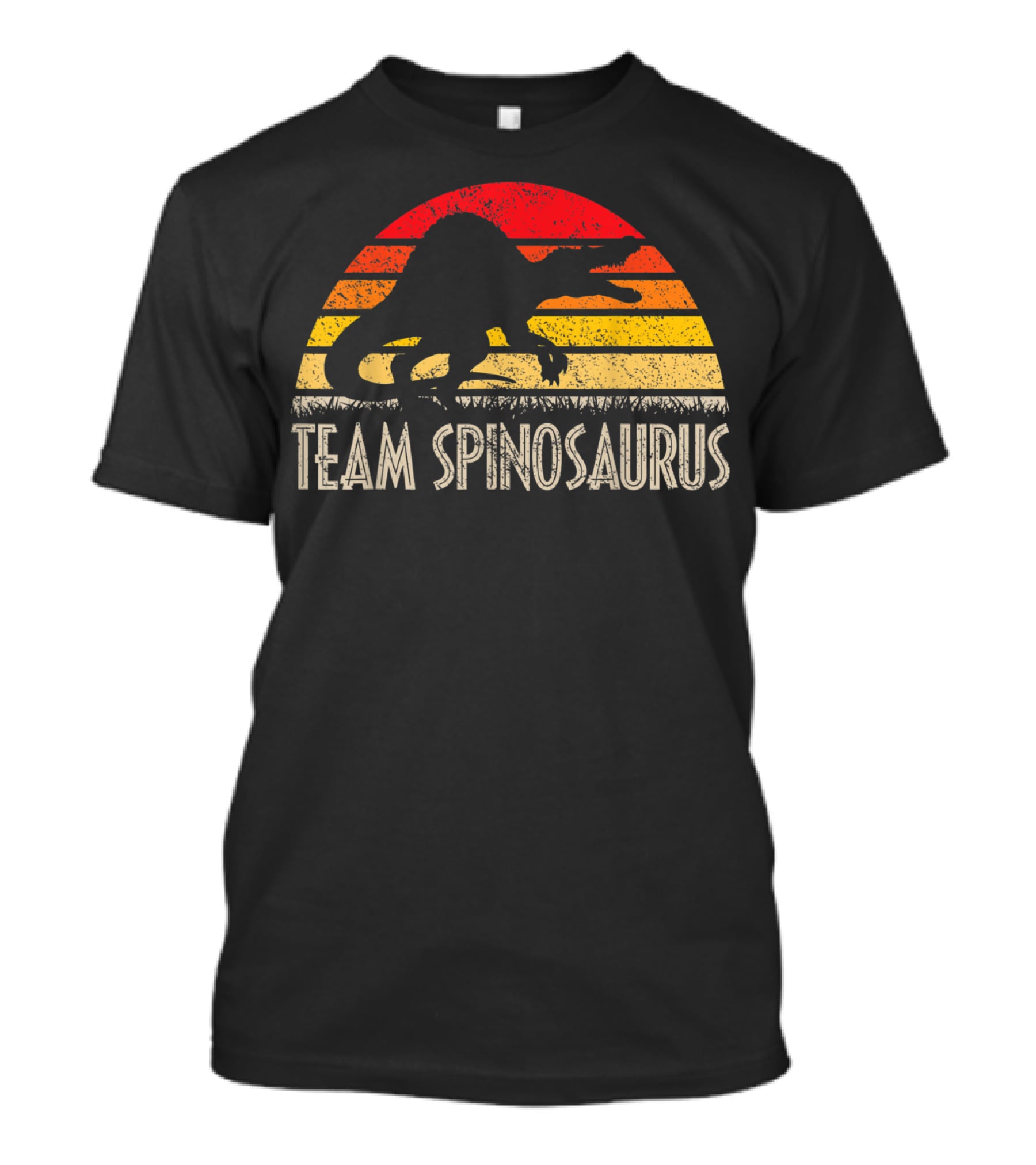 Team Spinosaurus Retro Sunset Silhouette Dinosaur T-Shirt