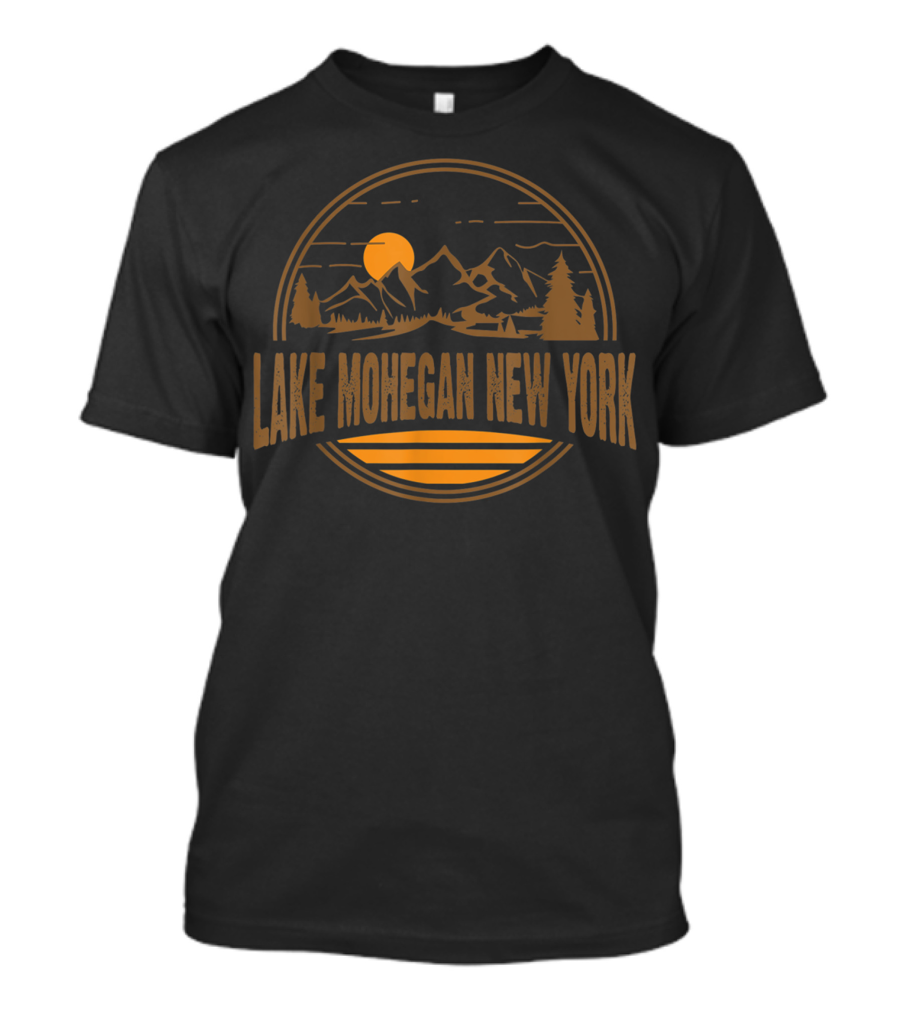Lake Mohegan New York Vintage Mountain Sunset Scene T-Shirt
